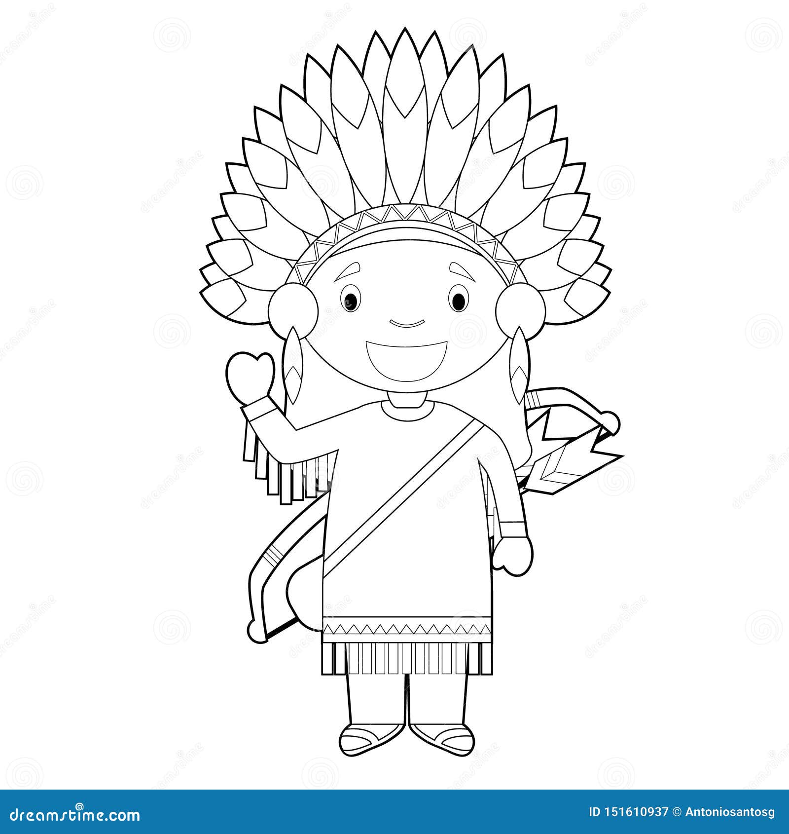 Personaje De Dibujos Animados Que Colorea Fácil De Los .U. Vestidos De  La Manera Tradicional De Los Indios Rojos Americanos Ilustración del Vector  - Ilustración de norte, gente: 151610937