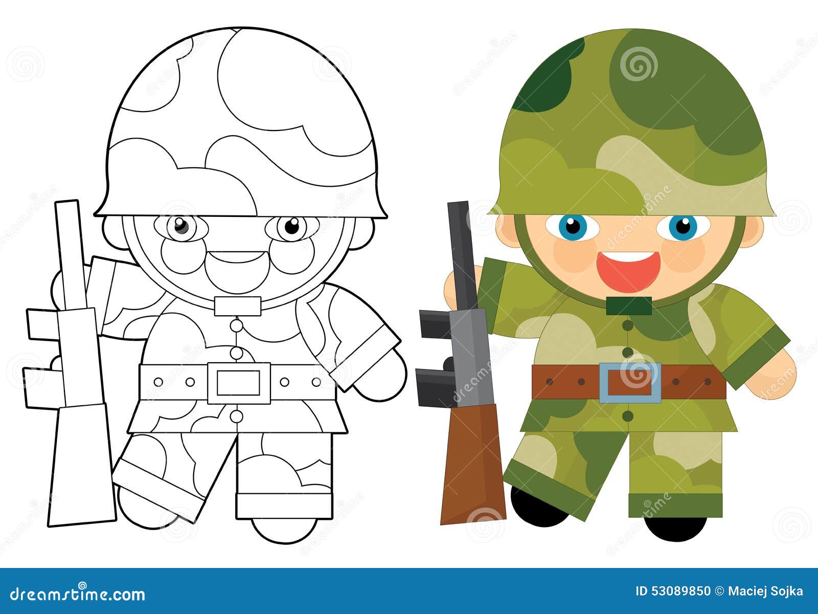 Personaje De Dibujos Animados - Soldado - Página Del Colorante Stock de  ilustración - Ilustración de arte, aislado: 53089850
