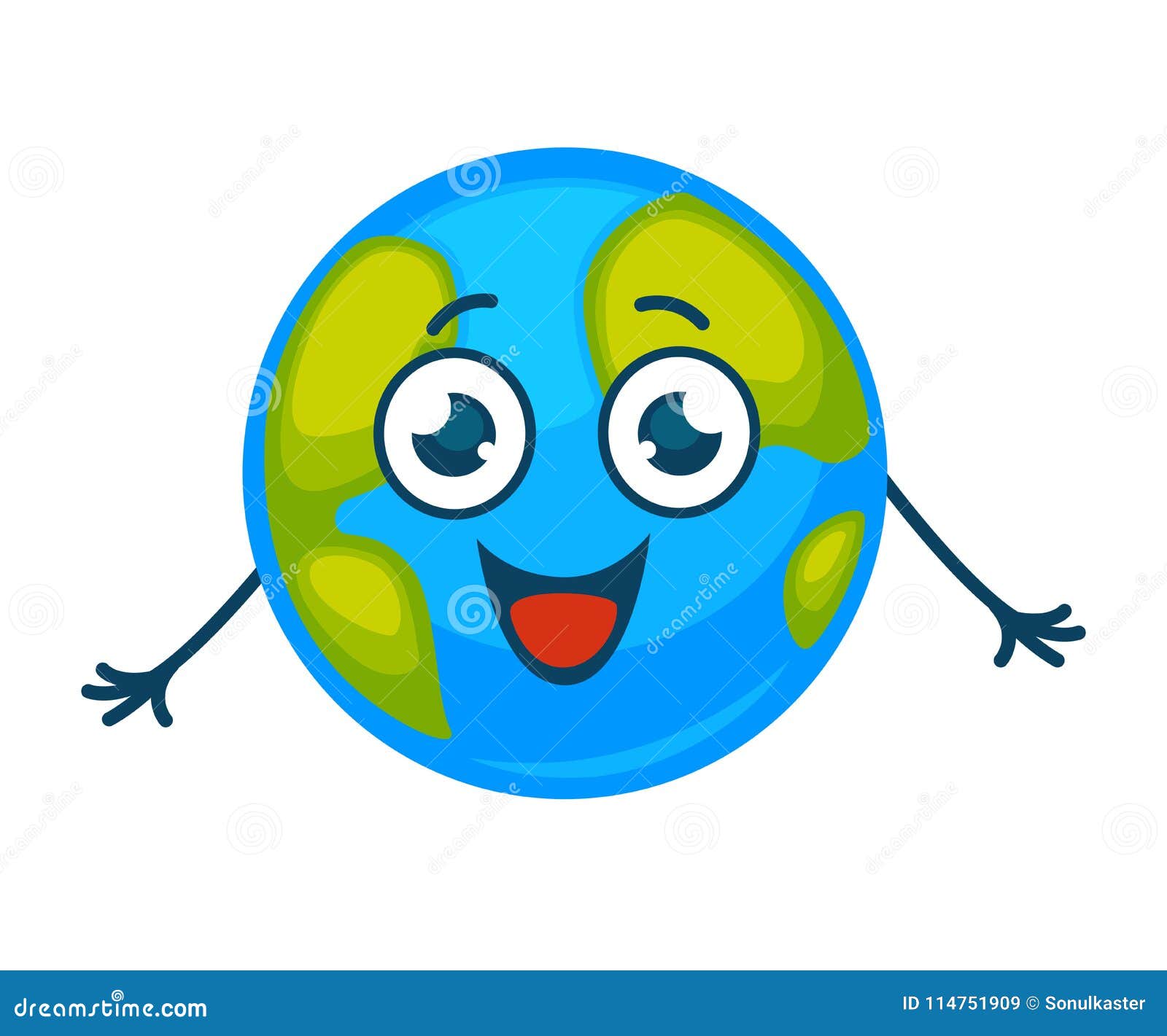 Personaje De Dibujos Animados Sonriente Del Vector Del Planeta De La Tierra  Ilustración del Vector - Ilustración de cartel, feliz: 114751909