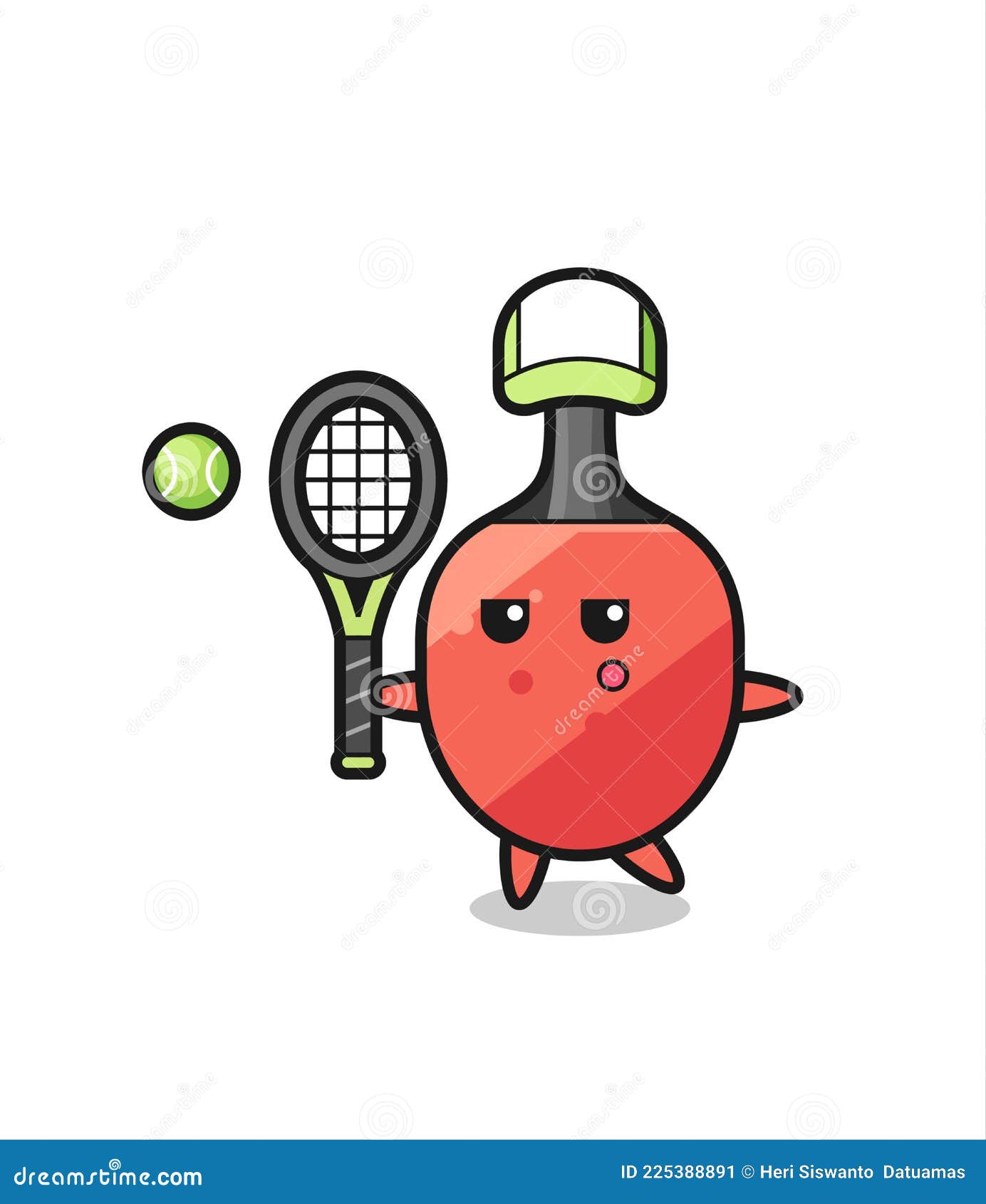 Personaje De Dibujos Animados De Una Raqueta De Tenis De Mesa Como Jugador  De Tenis Ilustración del Vector - Ilustración de lindo, jugador: 225388891
