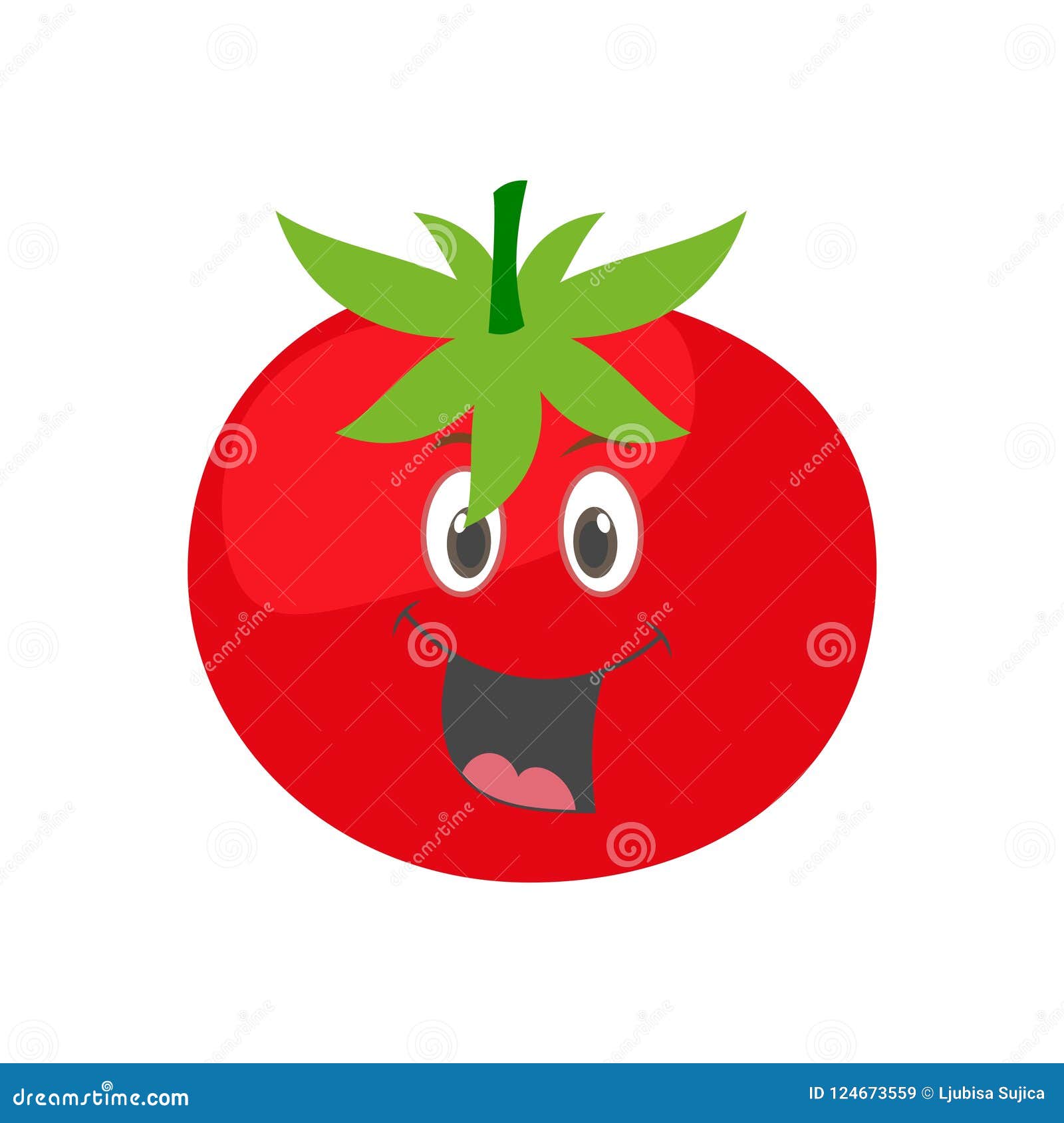 Personaje De Dibujos Animados Vegetal Lindo Del Tomate Aislado En El Fondo  Blanco Ilustración del Vector - Ilustración de mano, alegre: 124673559