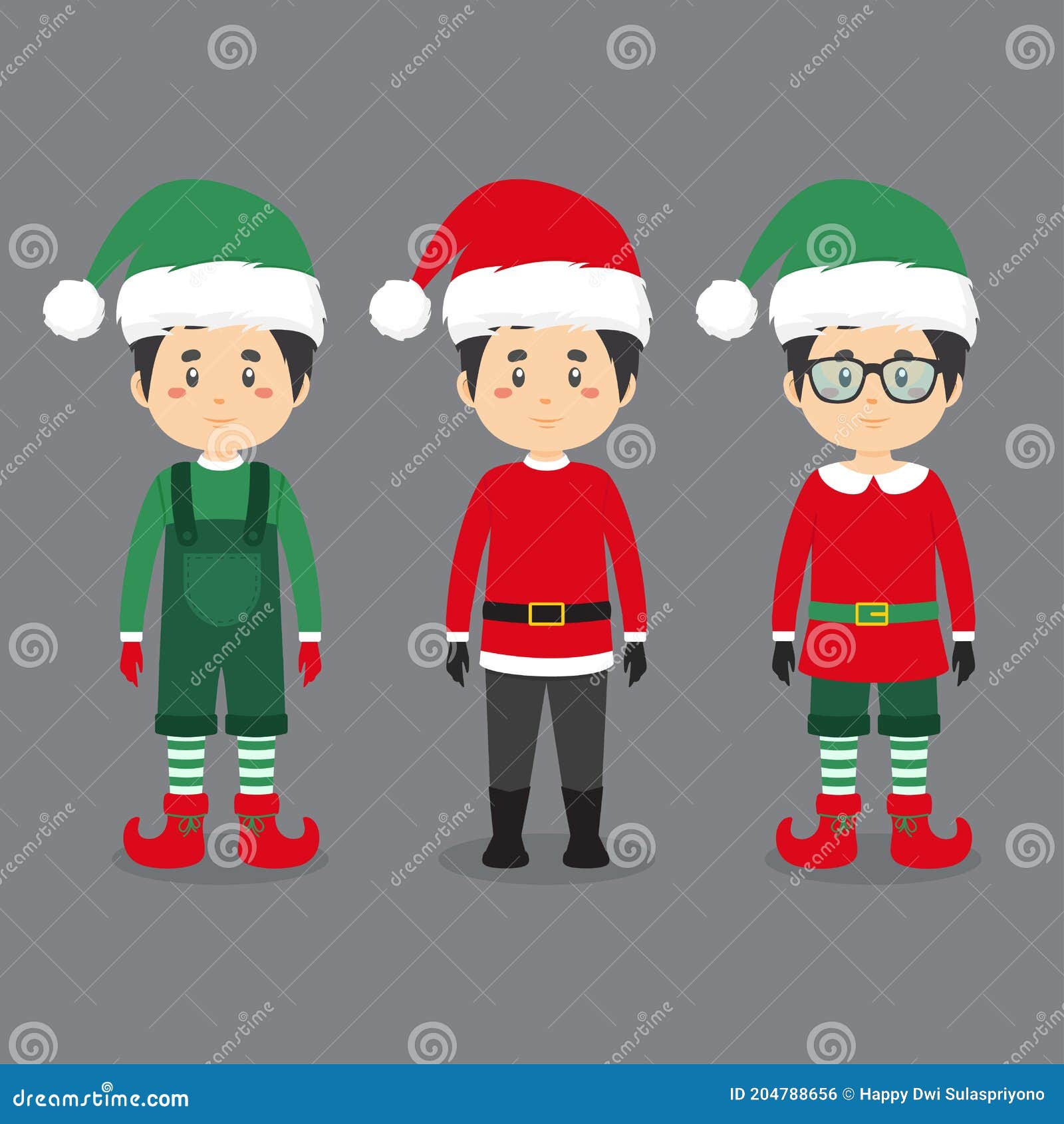 Personaje Navidad Con Vestuario del Vector - Ilustración de cabritos: 204788656