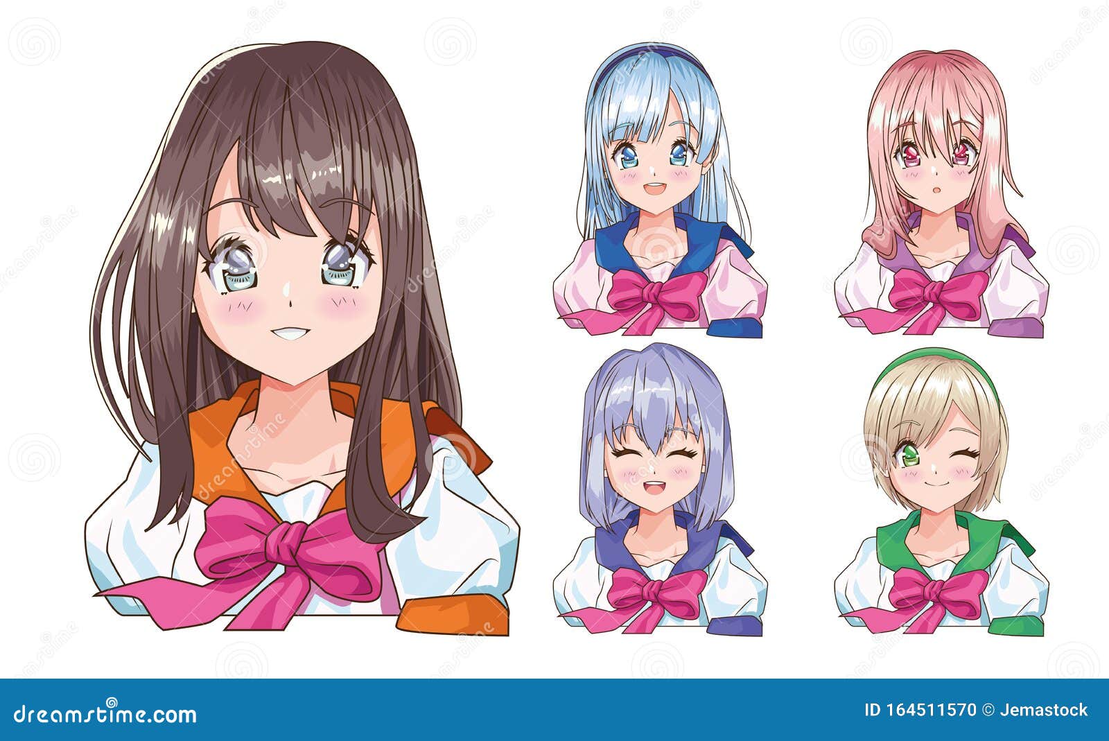 Personajes De Anime Para Mujeres Jóvenes Ilustración del Vector - Ilustración de espacio, colores: 164511570 Personajes De Anime Para Mujeres Jóvenes Ilustración del Vector - Ilustración de espacio, colores: 164511570