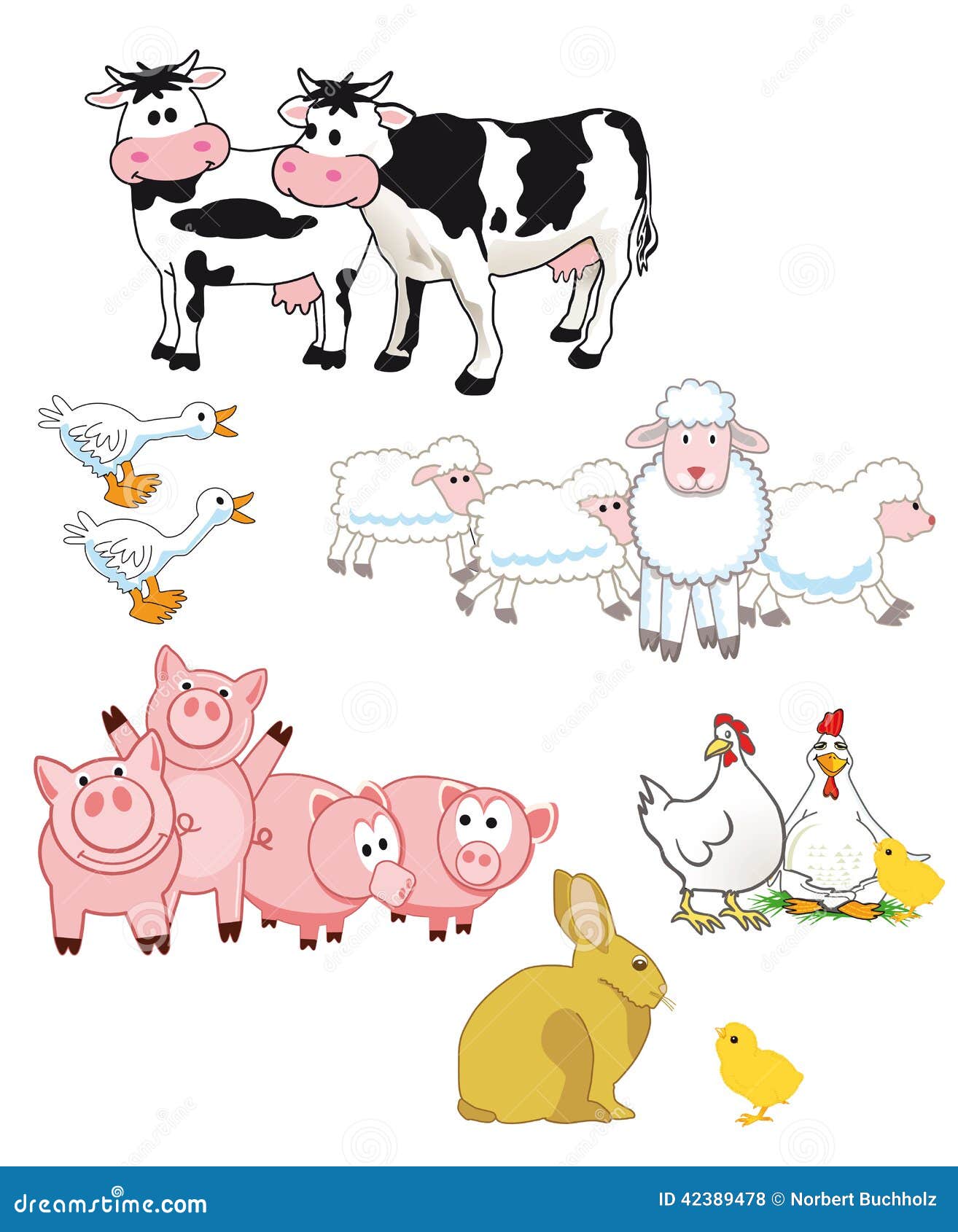 Personajes De Dibujos Animados Del Animal Del Campo Ilustración del Vector  - Ilustración de acortar, gallo: 42389478