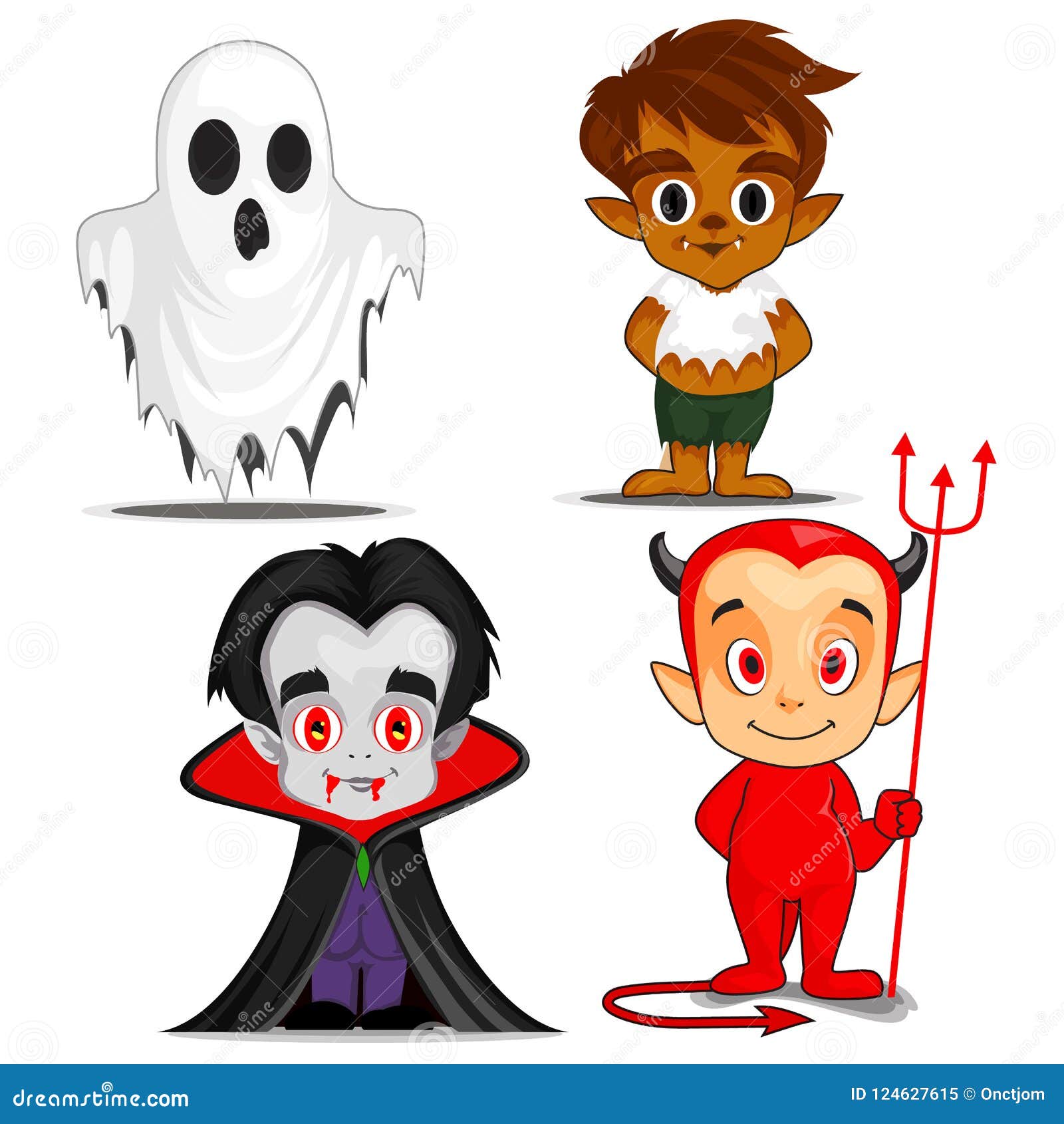 Personajes De Dibujos Animados Fantasmagóricos De Halloween Ilustración del  Vector - Ilustración de frankenstein, frecuentado: 124627615