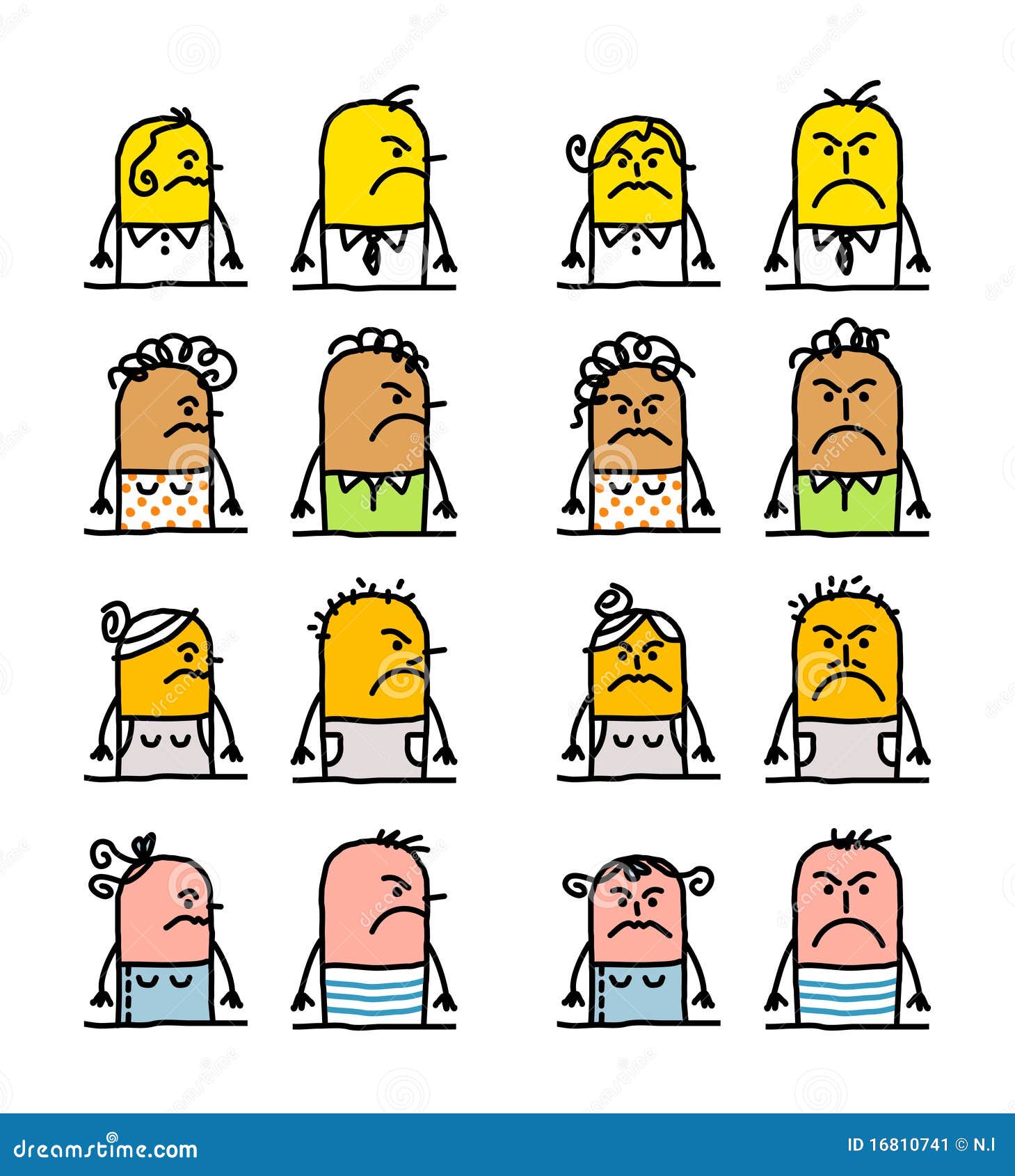 Personajes De Dibujos Animados - Gente Enojada Ilustración del Vector -  Ilustración de malo, amarillo: 16810741