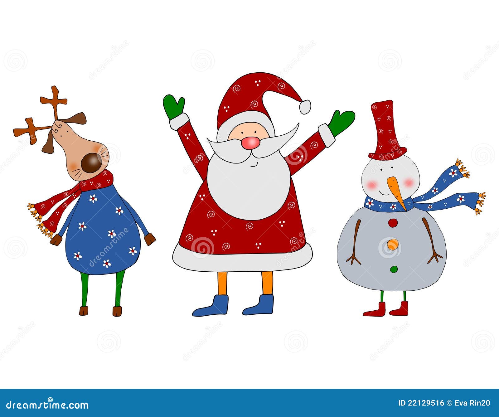 Personajes De Dibujos Animados. Tarjeta De Navidad Stock de ilustración -  Ilustración de santa, mundo: 22129516