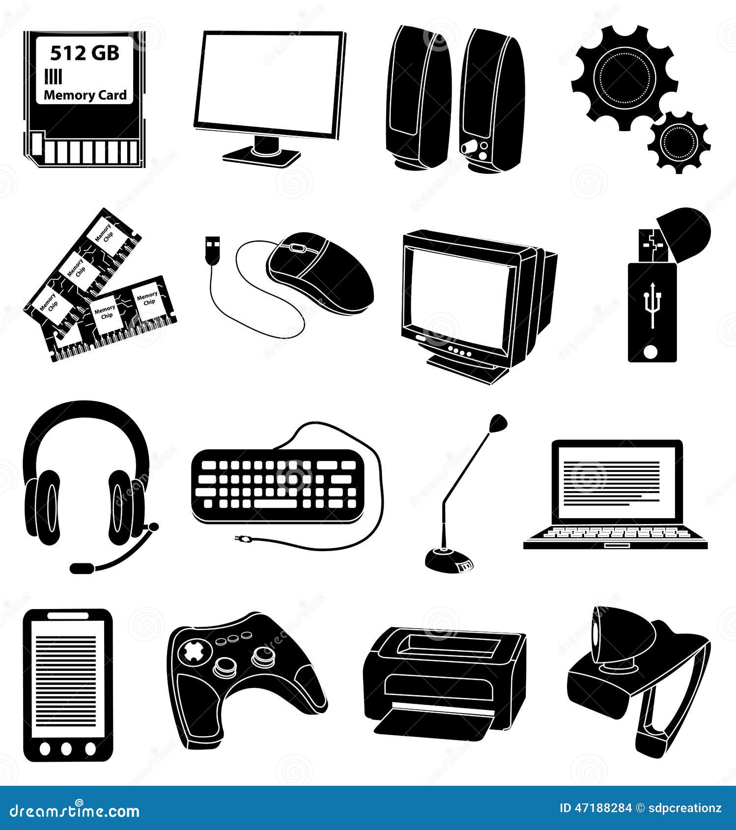 Webcam, headphones, USB cable, processor. Personal computer set collection  icons in black,outline style vector symbol stock illustration Stock Vector  Image & Art - Alamy