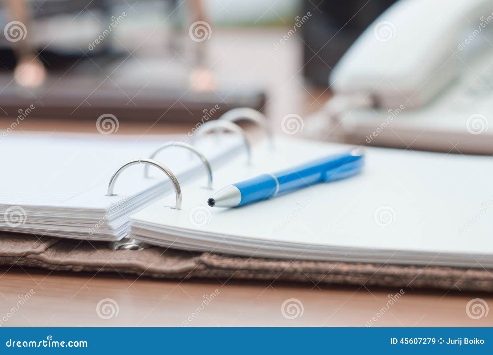 Personal Organizer and Pen on Office Desk Stock Image Image of
