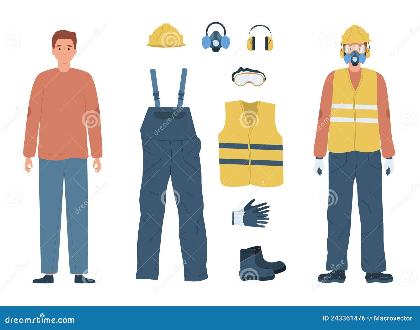 Personal Protective Equipment Set Stock Vector - Illustration of boots