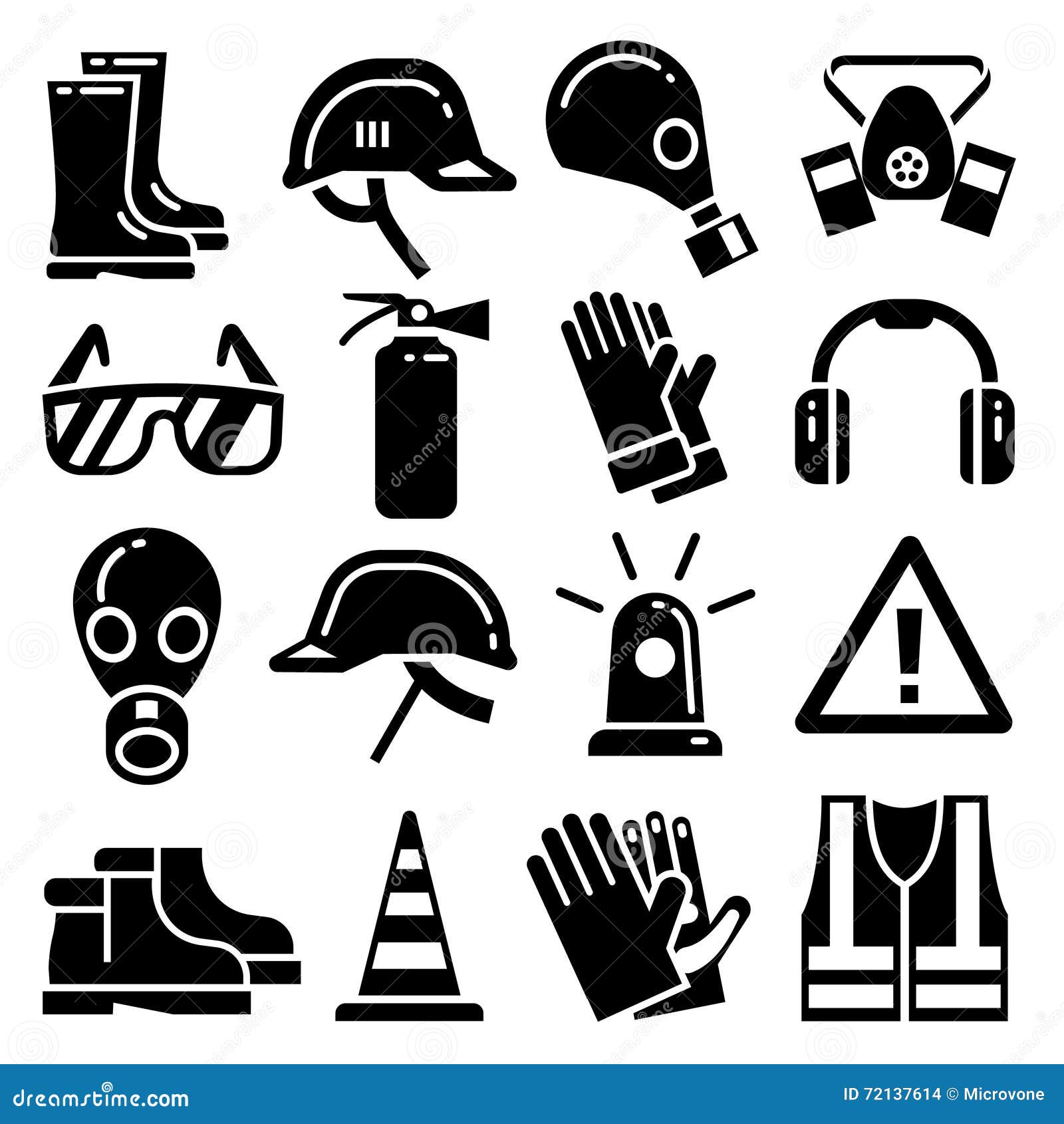 Set Of Icons Personal Protective Equipment Cartoon Vector