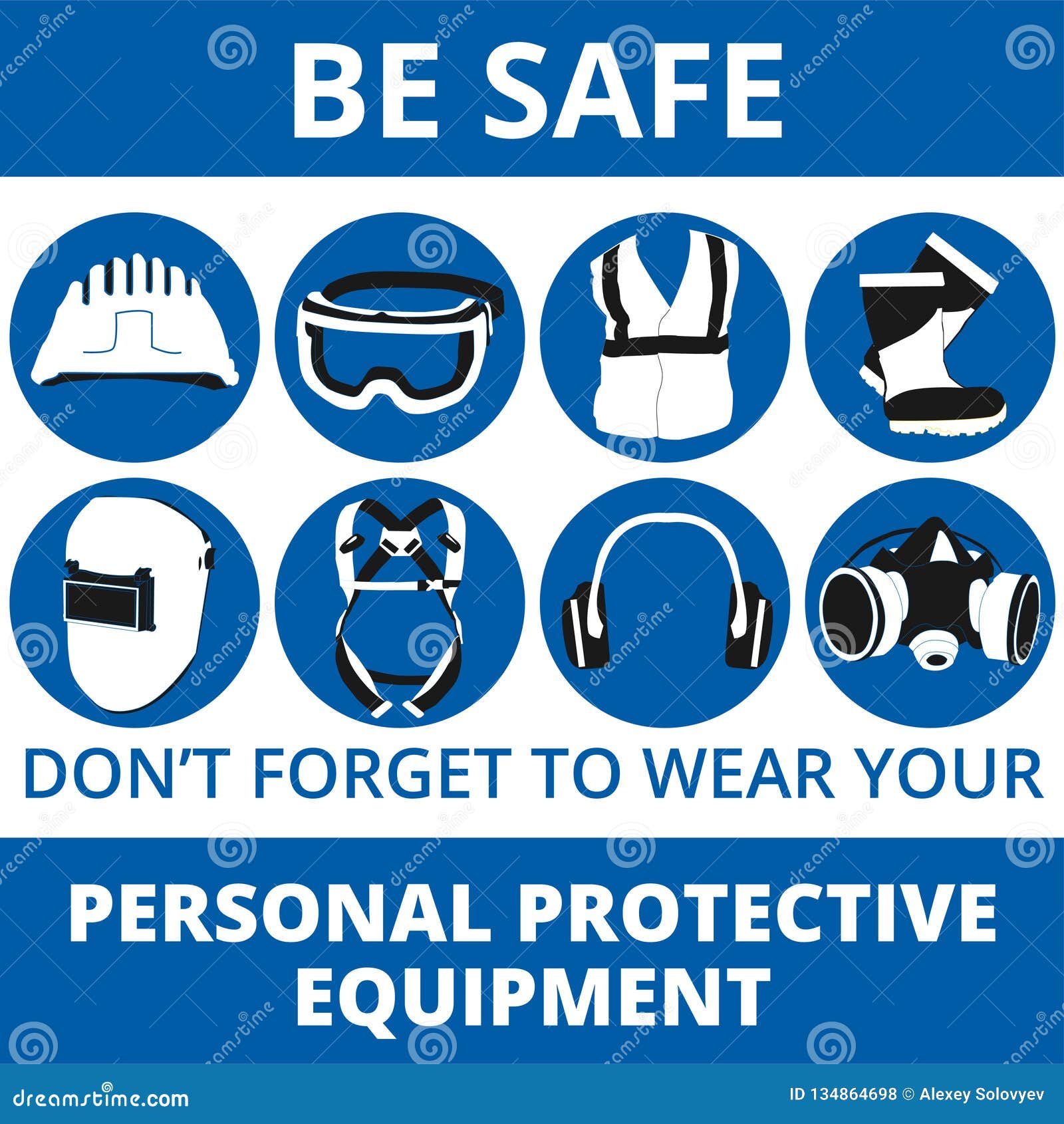 Personal Protective Equipment Vector Warn Signs Set Stock Vector