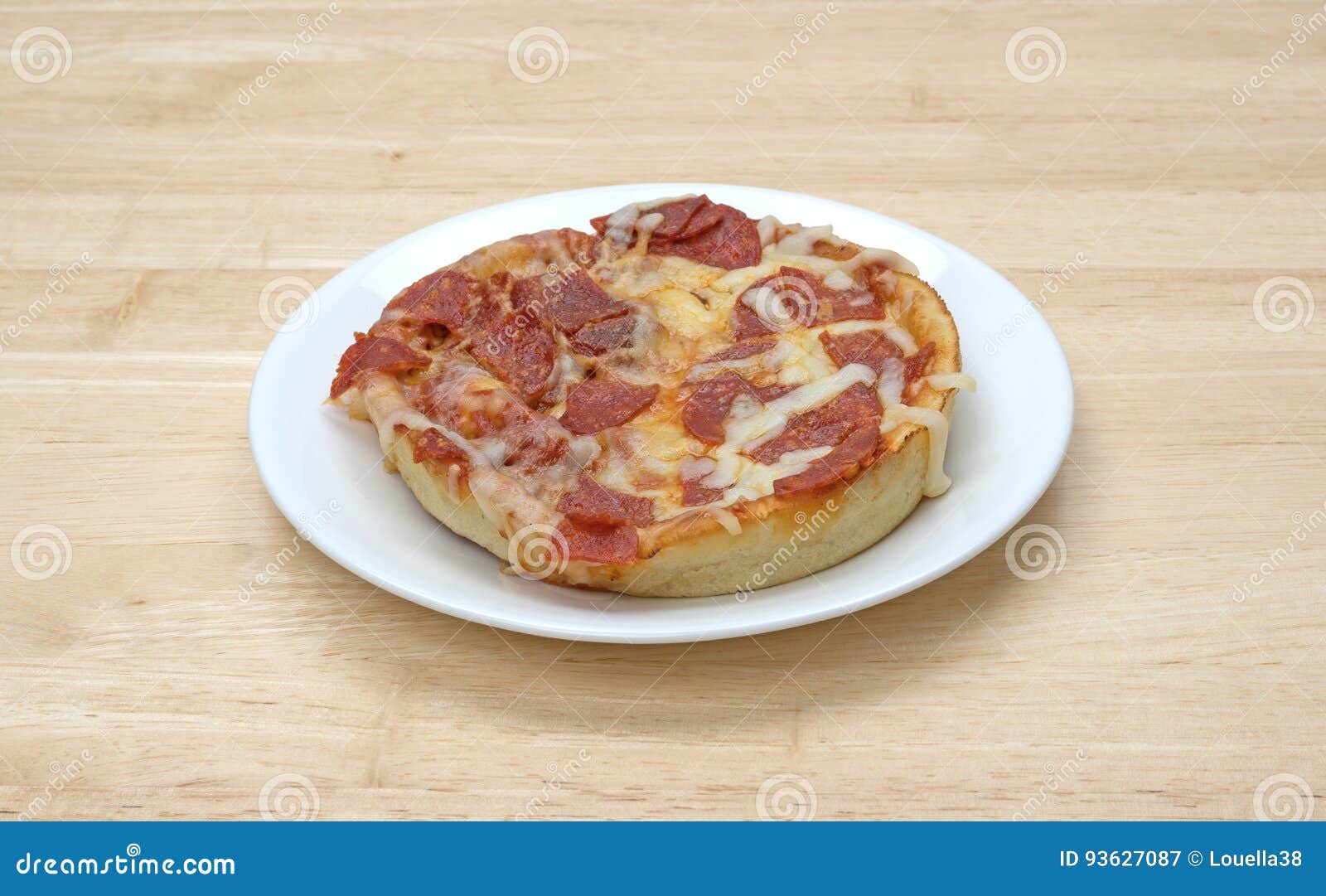 Personal Size Pepperoni Pizza on a White Plate Stock Image - Image of ...