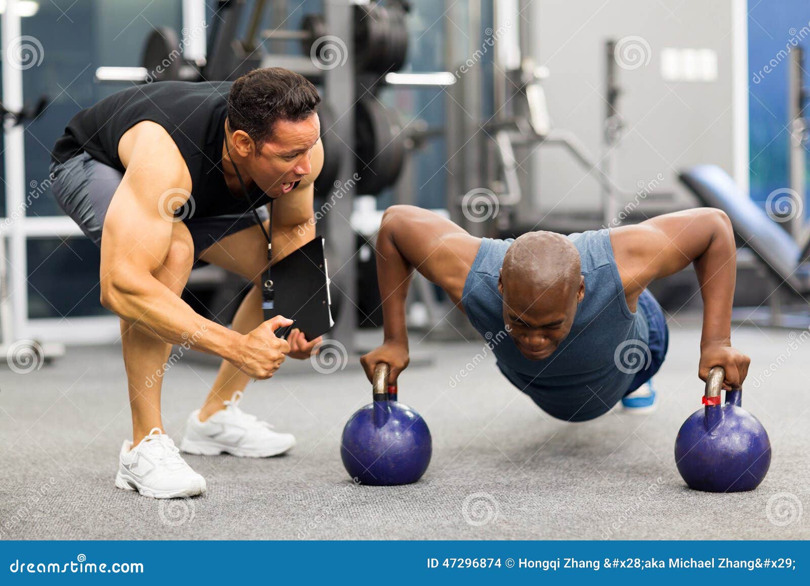 Personal Trainer Motivates Client Stock Photo Image of gymnasium