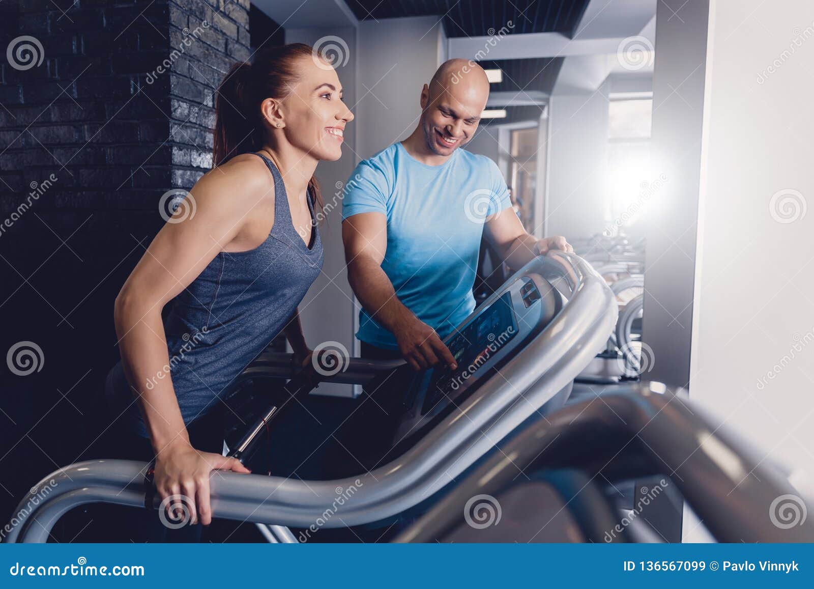 Personal Training With A Trainer On A Treadmill Stock Image Image Of