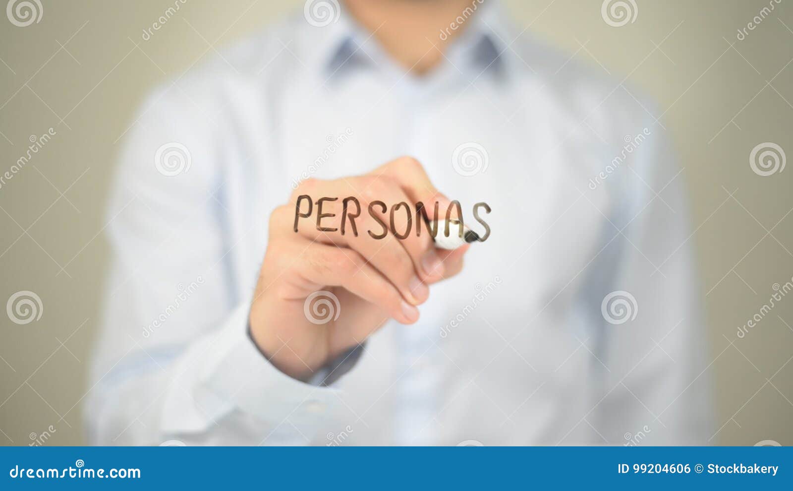 personas , man writing on transparent screen