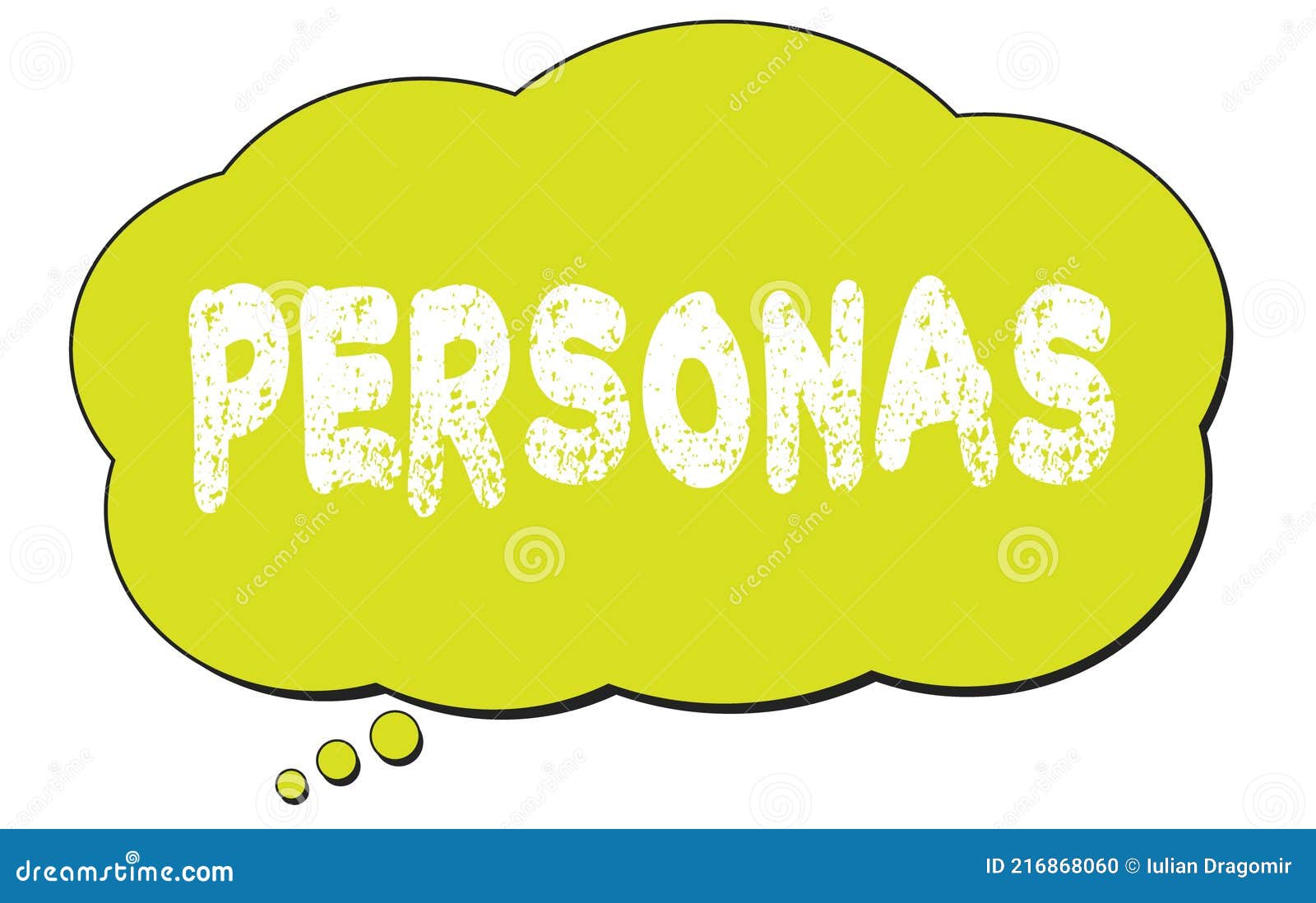 personas text written on a light green thought bubble