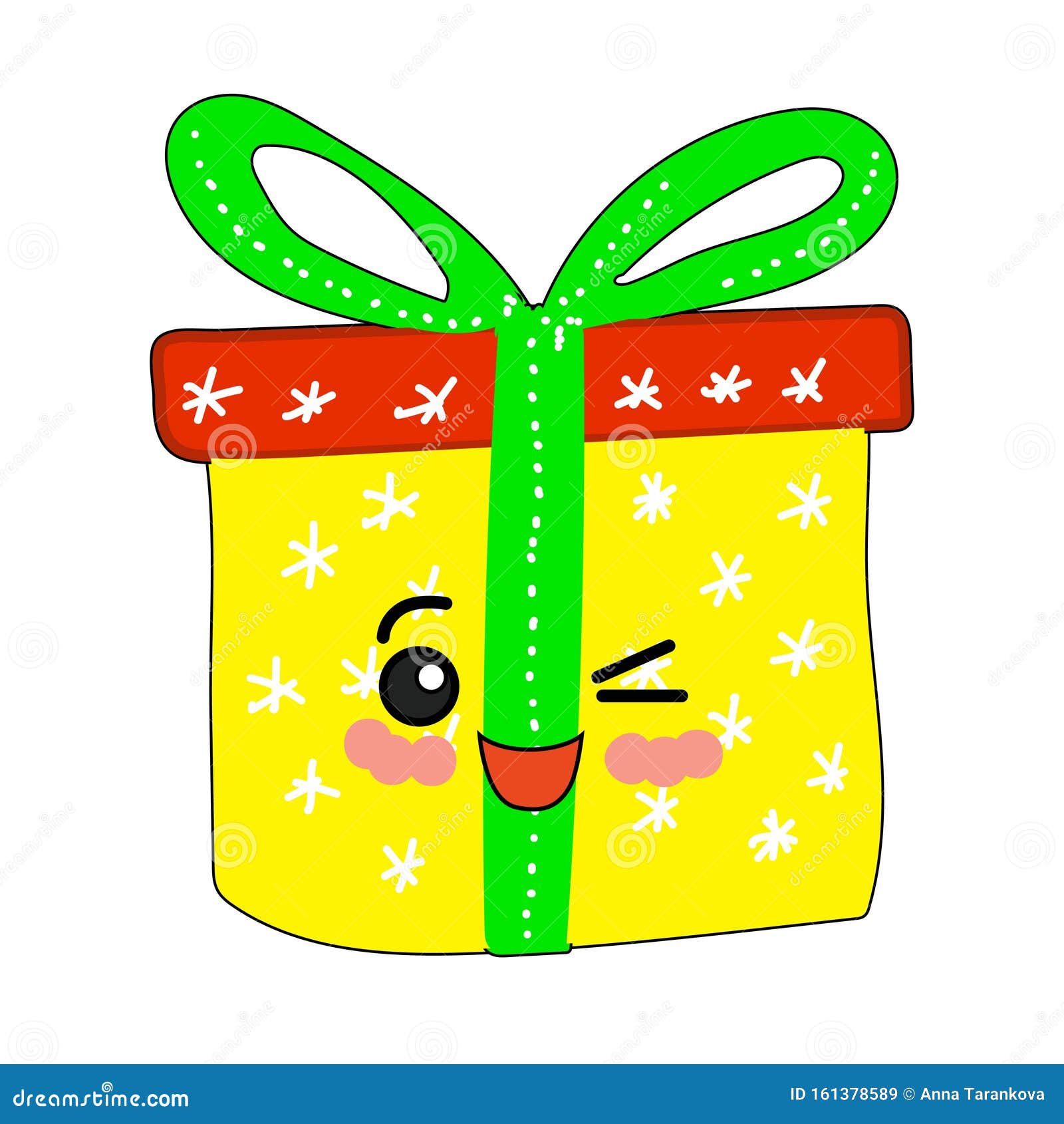 Personnage De Cute Kawaii, Boîte-cadeau, Ruban D'emballage Des Fêtes Objet  Isolé Illustration de Vecteur - Illustration du cadre, heureux: 161378589