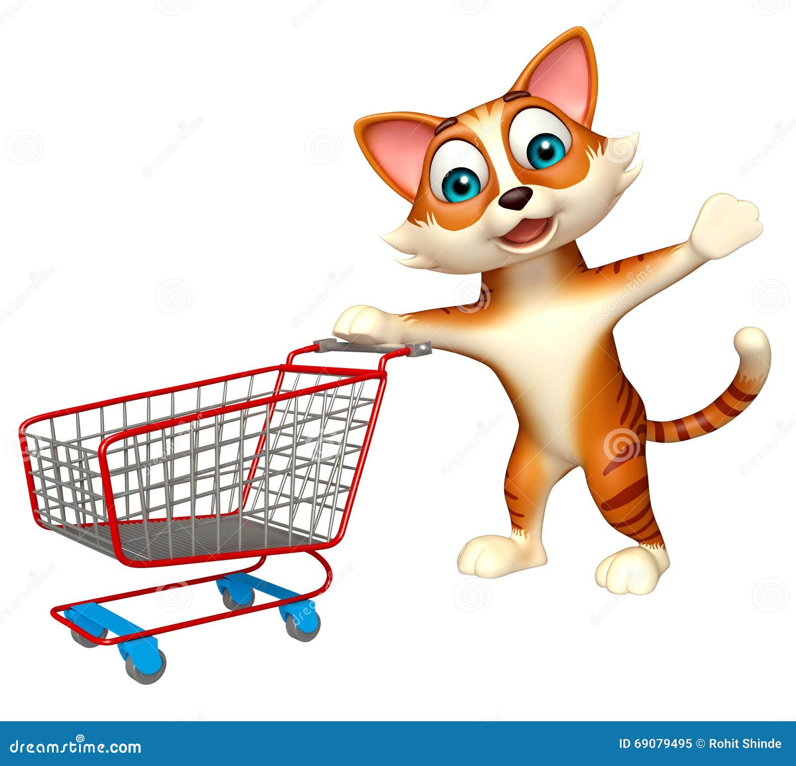 Personnage De Dessin Anime Mignon De Chat Avec Le Chariot Illustration Stock Illustration Du Porter Domestique
