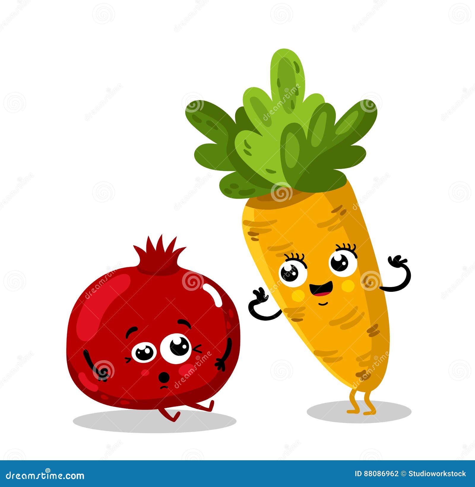 Personnages De Dessin Animé Drôles De Fruits Et Légumes
