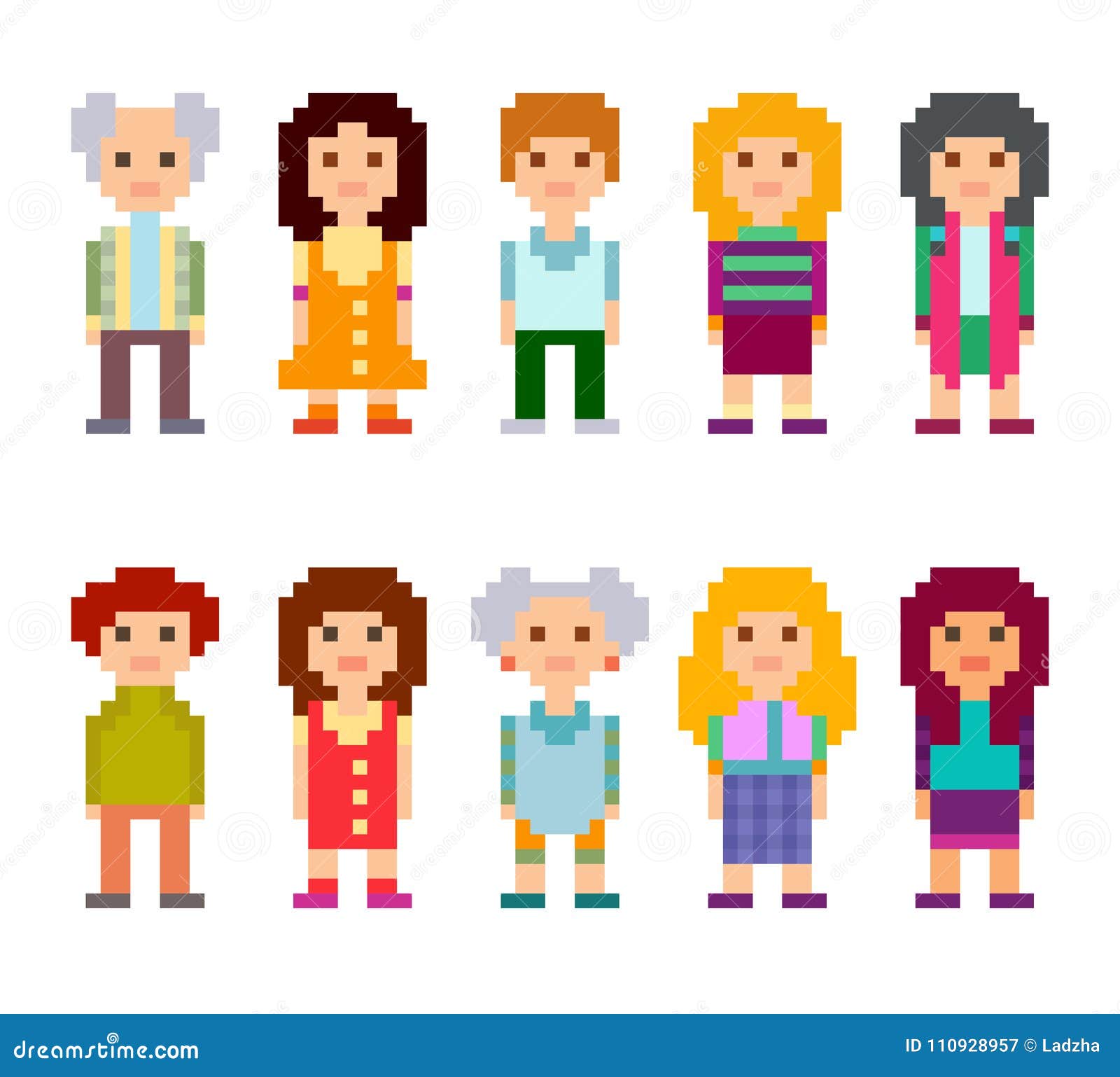 Personnages De Dessin Animé De Style Dart De Pixel