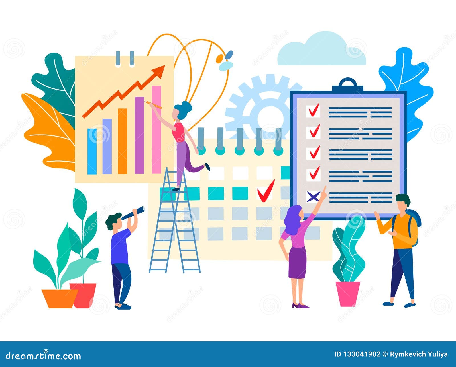 Personnel Administratif Travail D Equipe Planification De Deroulement Des Operations Et Organisation Illustration Stock Illustration Du Voyage Calendrier
