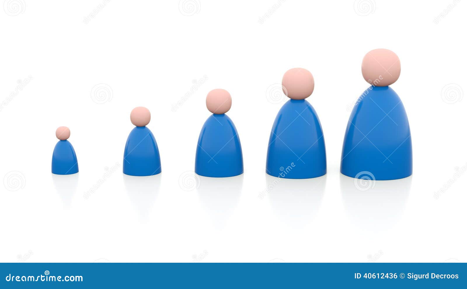 5 Persons of Different Size Stock Illustration - Illustration of