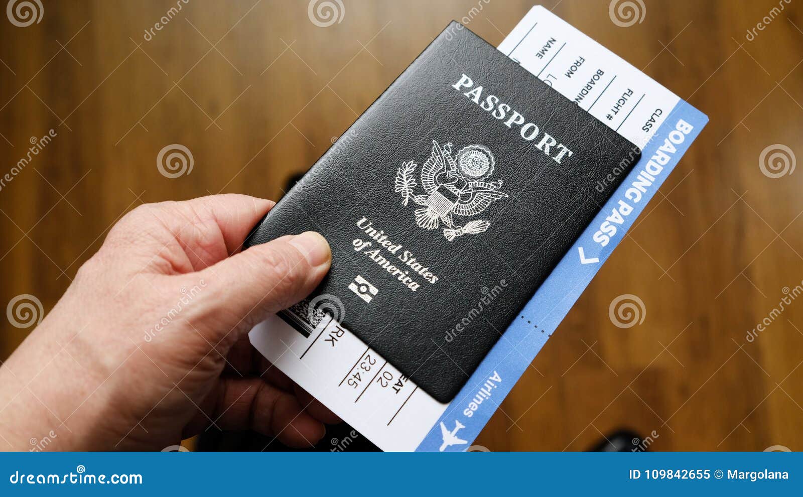 Persons Hand Holding a Passport of United States Stock Image Image of