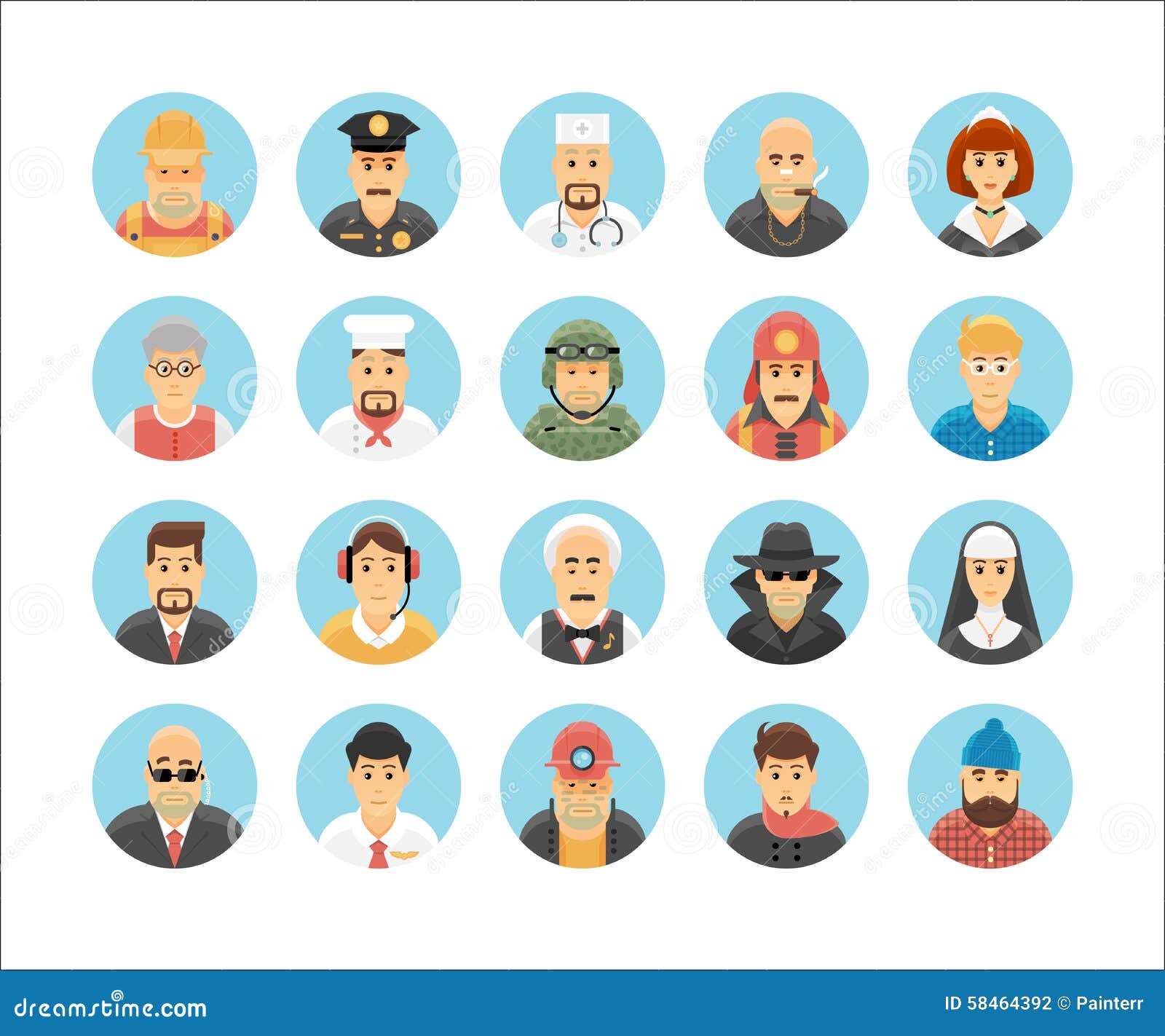 persons icons collection. character icons set illustrating people occupations, lifestyles, nations and cultures.