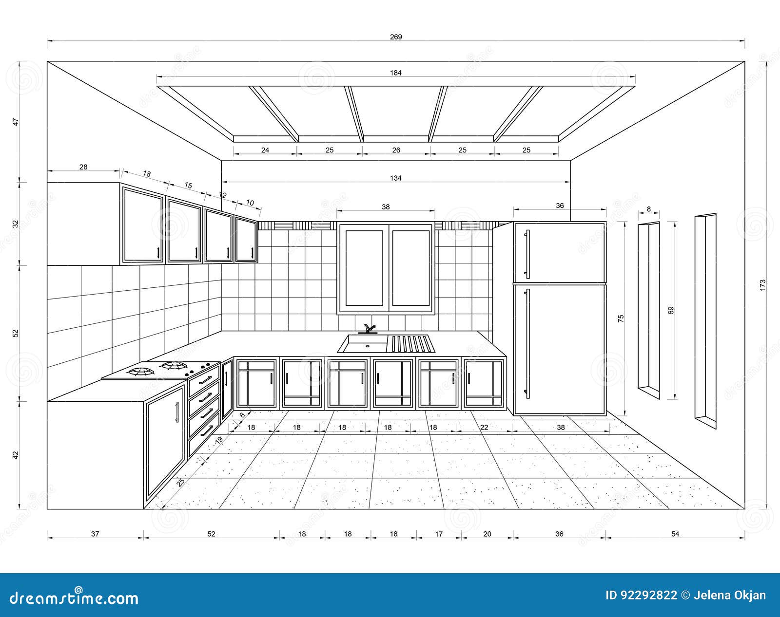 Perspective De 3D D'â€ De Modèle De Cuisine « Illustration Stock ...