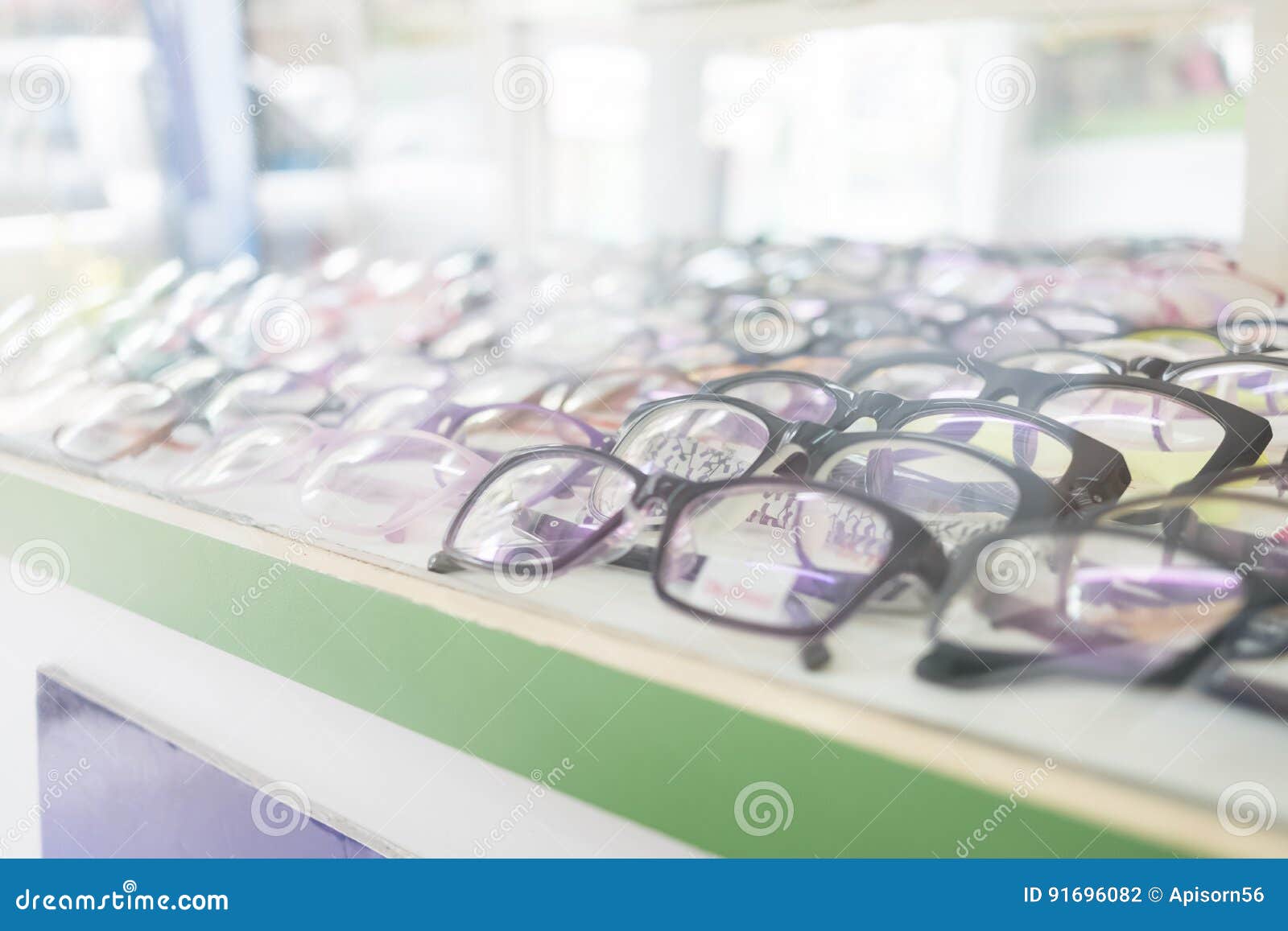 Perspective of Eye Glasses in the Shop. Stock Photo Image of eyecare
