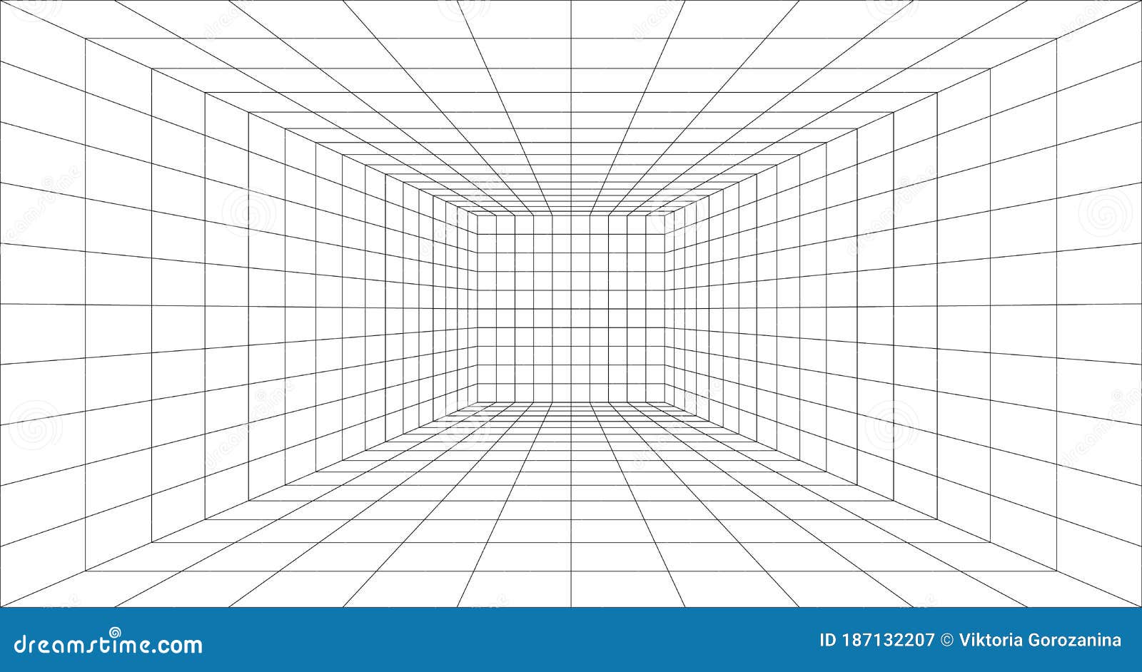 Perspective Grid Background 3d Vector Illustration. Model Projection
