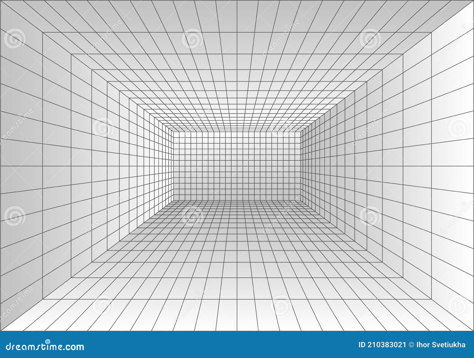 perspective grid room. wireframe abstract cube. data digital visualization.  
