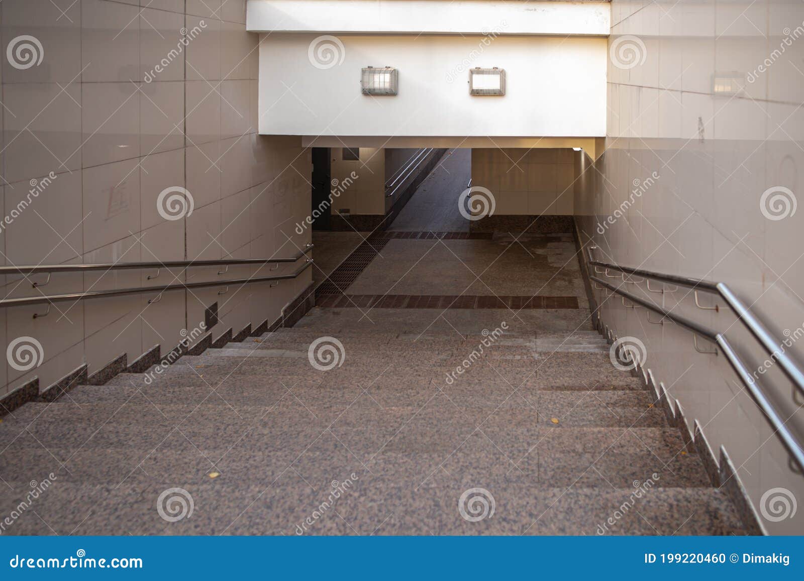 Perspective of the Interior of the Underpass. Moscow Cityscape Stock ...