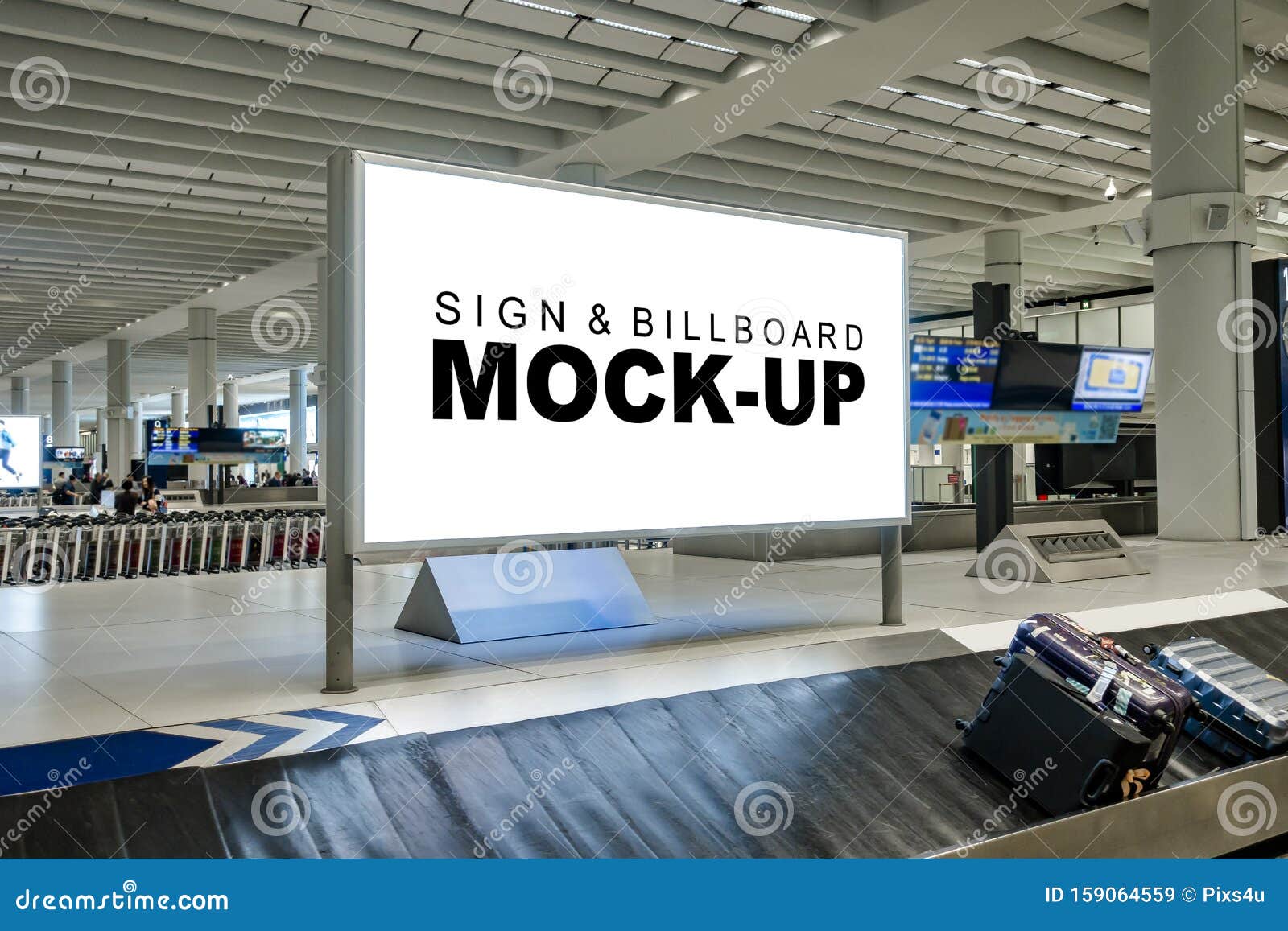 Download Mock Up Large Blank Horizontal Billboard At Baggage Claim Point Stock Image - Image of claim ...