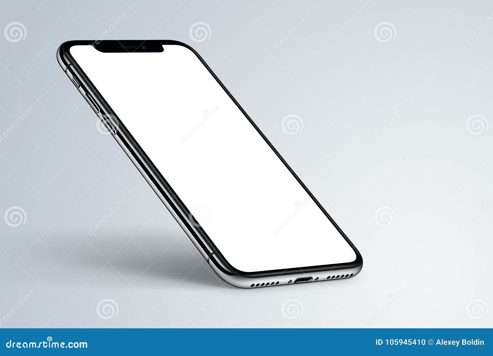 perspective smartphone similar to iphone x mockup with shadow on light background