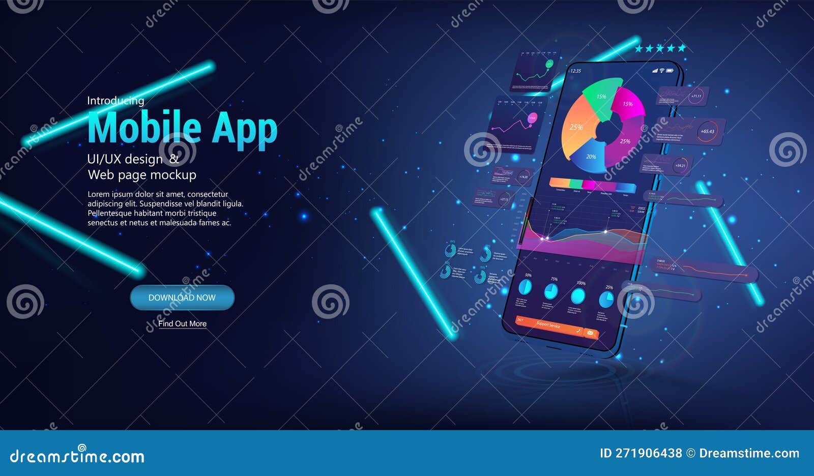 Perspective Smartphone with UI, UX Interface. Mobile App Coding and ...