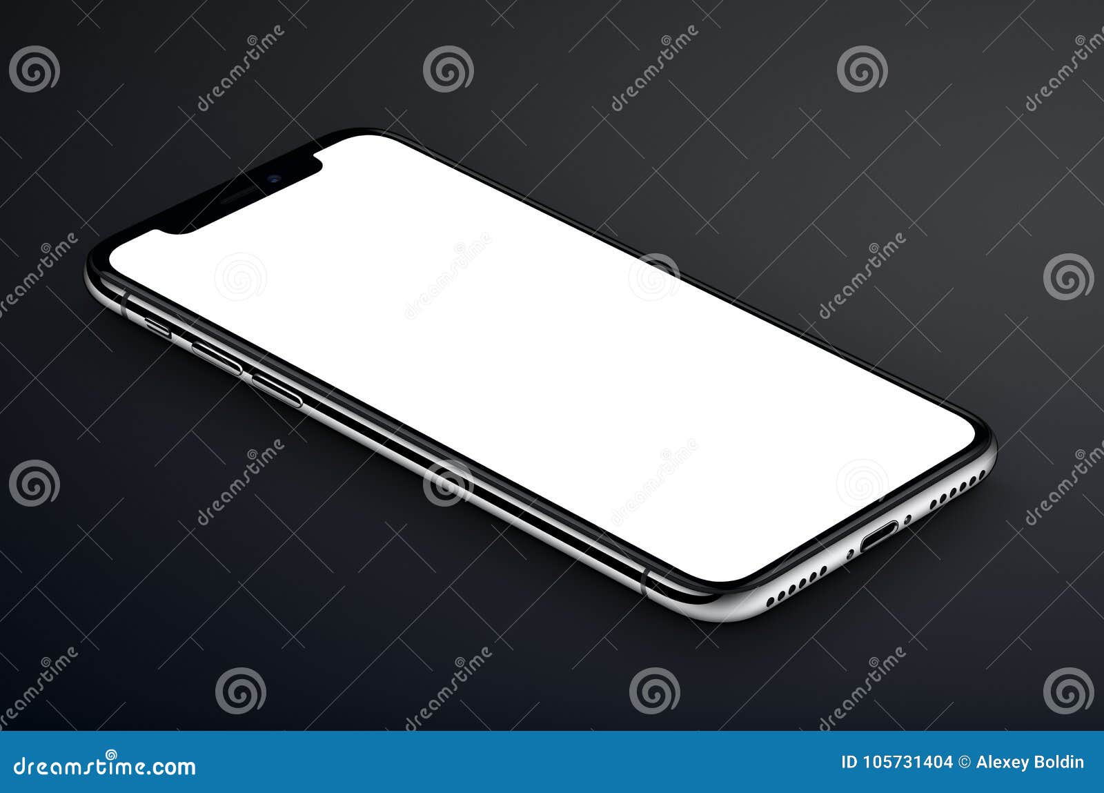 Perspective View Isometric Black Smartphone Similar To IPhone X Mockup ...