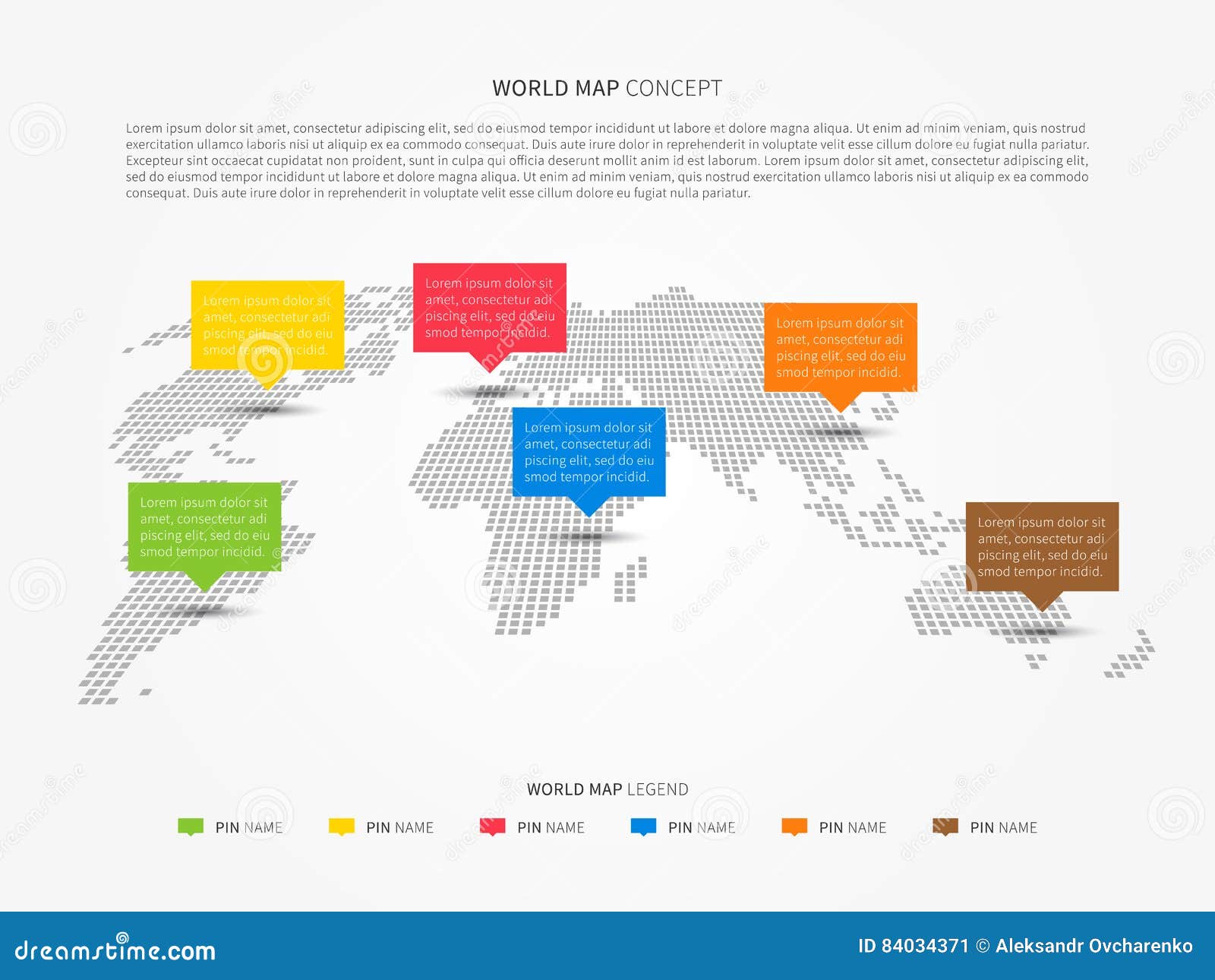 Perspective World Map Infographic with Colorful Pointers Stock Vector - Illustration of graph 