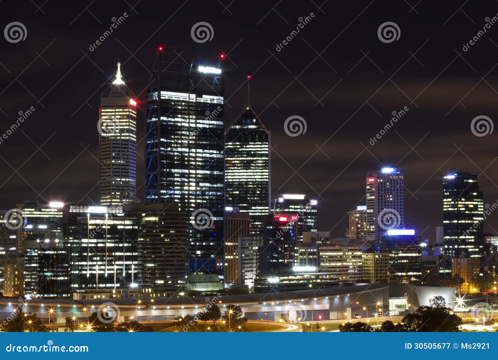 Perth City at Night stock image pic