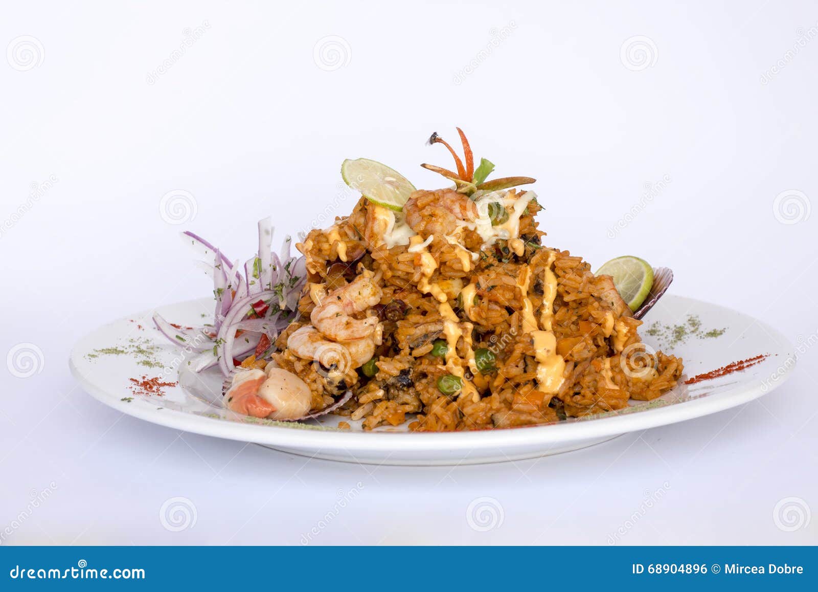peru dish: rice with seafood (arroz con mariscos).