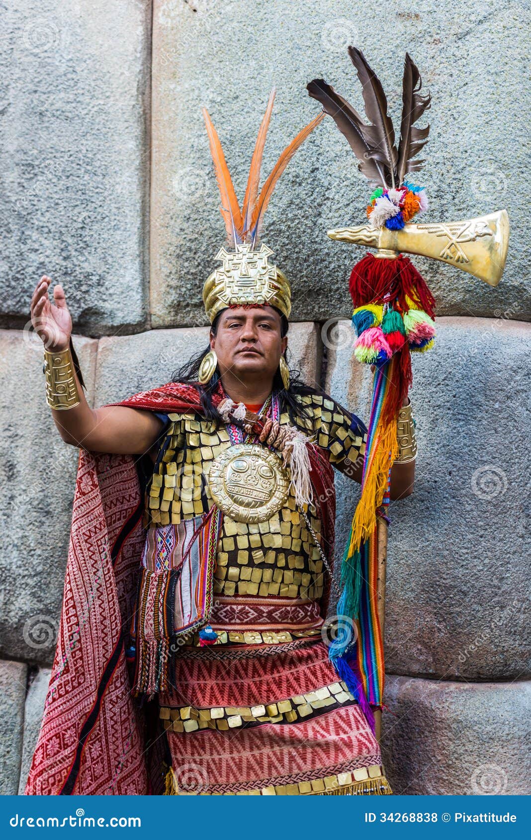 Peru Peruano De Andes Cuzco Do Guerreiro Do Inca Do Homem Foto de