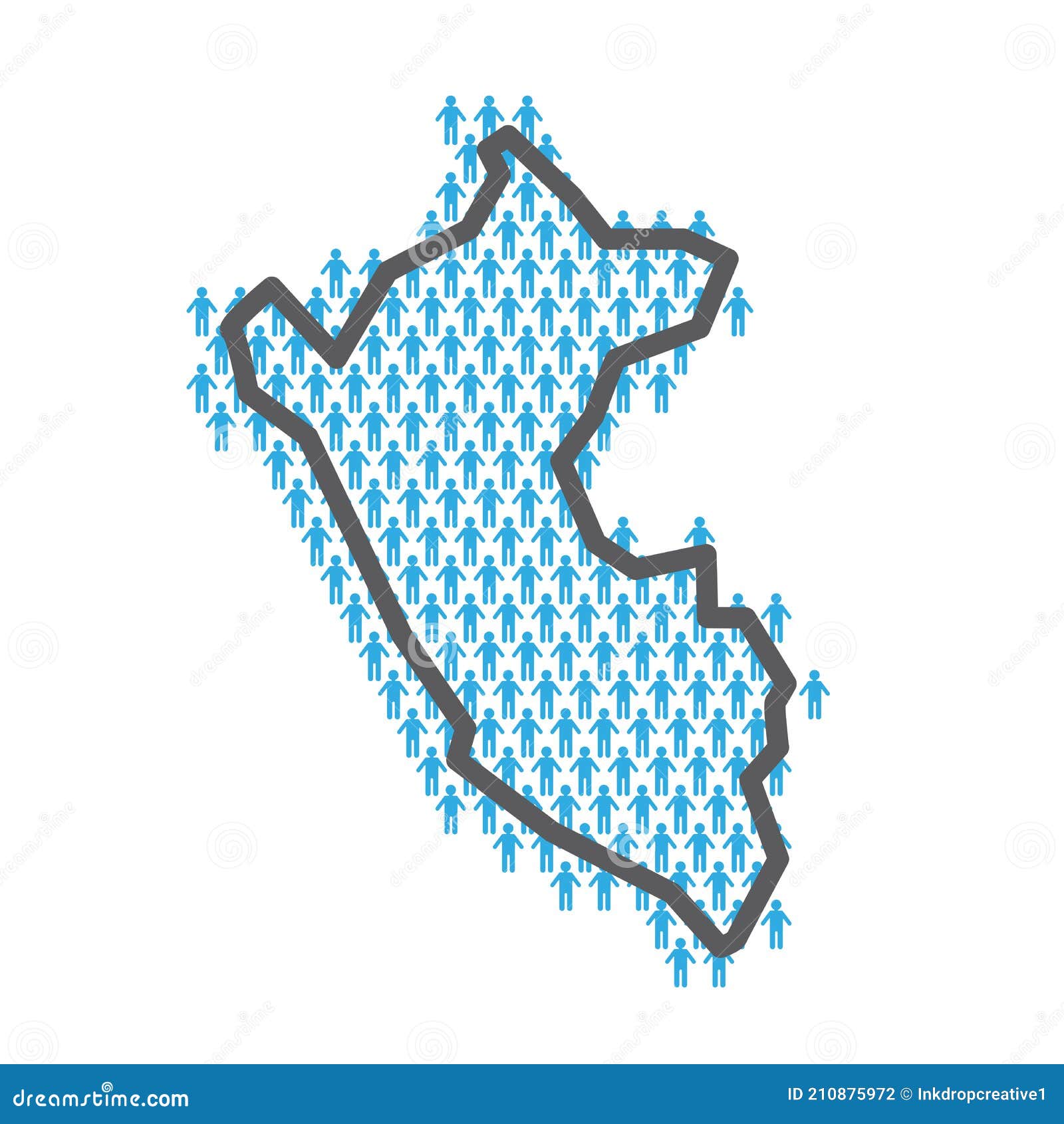 Peru Population Map. Country Outline Made from People Figures Stock