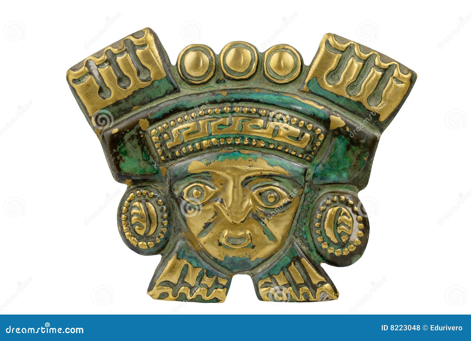 peruvian ancient ceremonial mask  on white