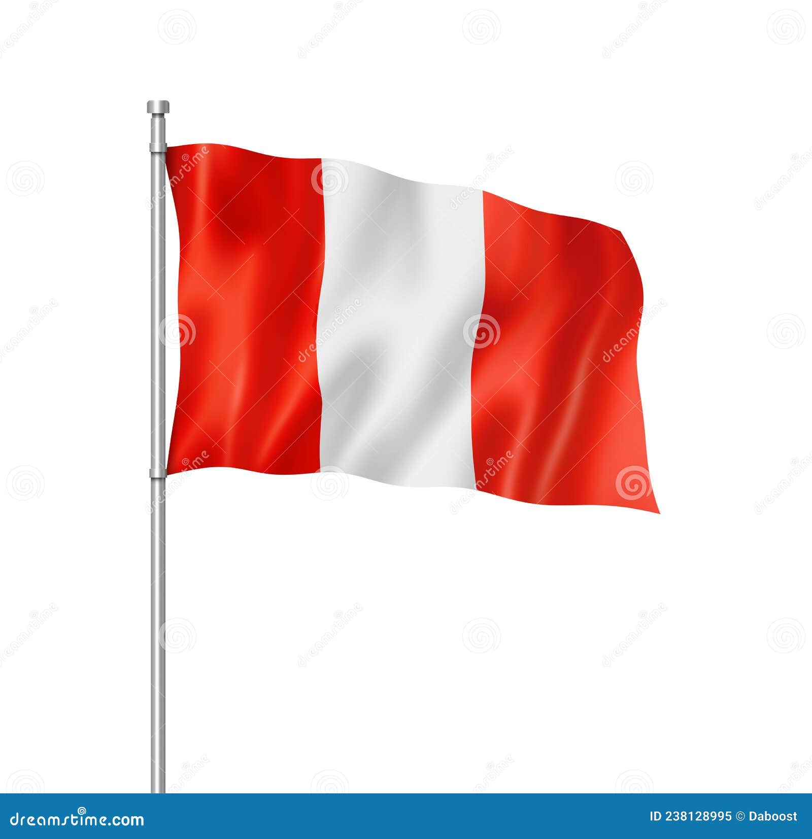Peruvian Flag Isolated on White Stock Illustration - Illustration of ...