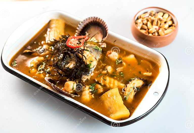 Peruvian Food: Seafood Soup, Called Parihuela Especial Stock Photo ...