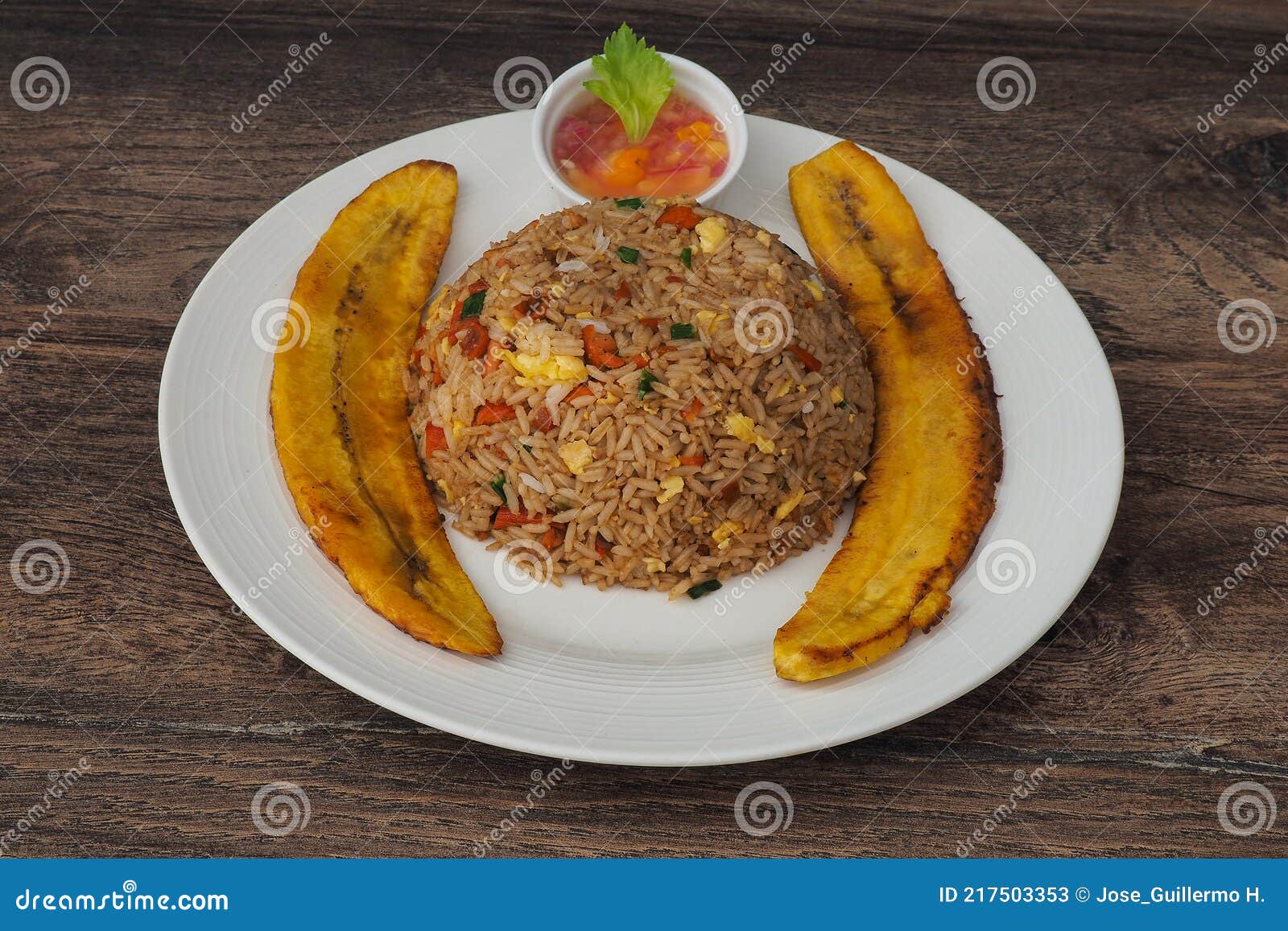 peruvian jungle gastronomy. arroz chaufa de cecina. chinesse rice with cecina.