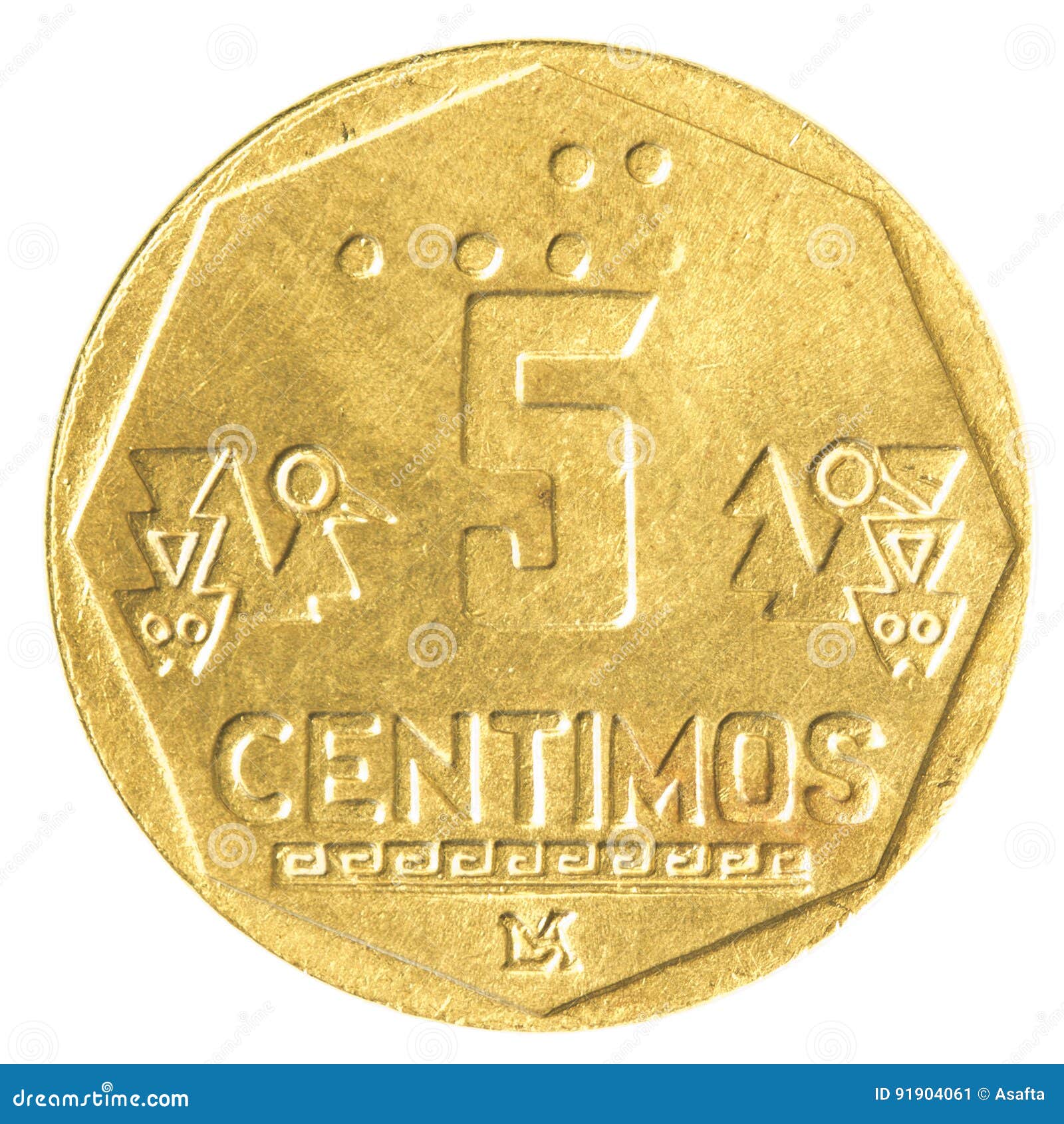 5 Peruvian Nuevo Sol Centimos Coin Stock Image - Image of market ...