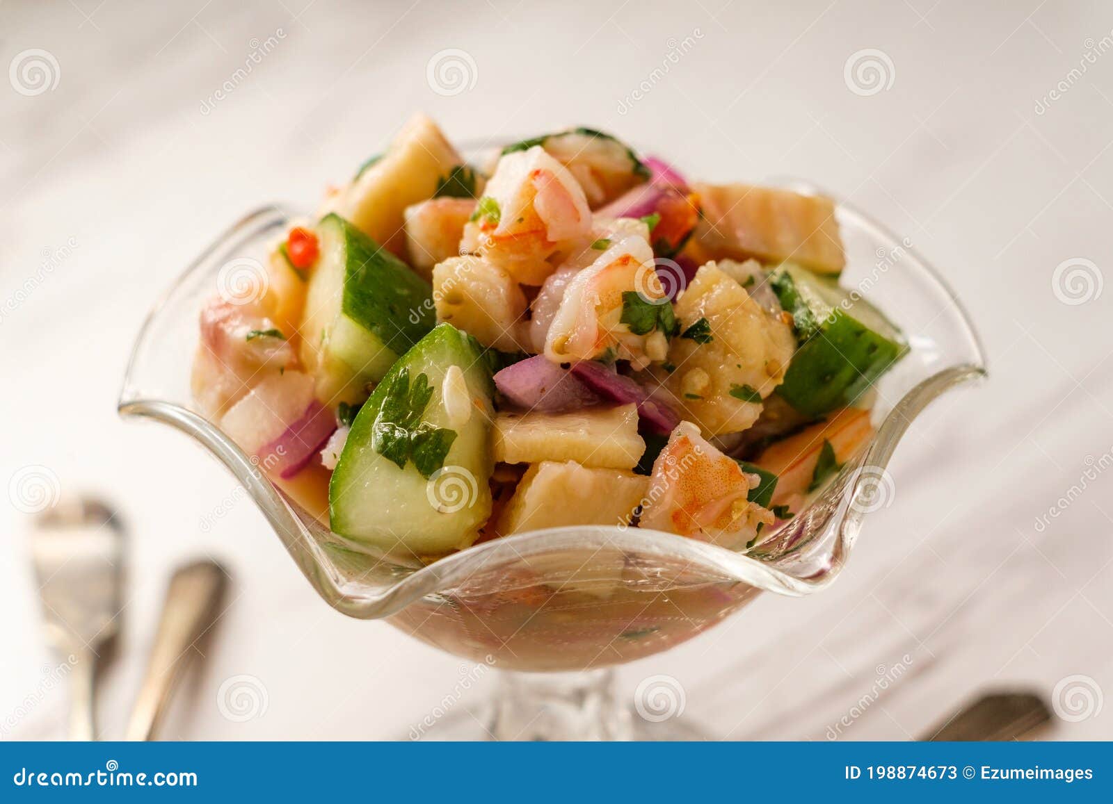 Peruvian Shrimp Tilapia Ceviche Stock Image Image of table, citrus 198874673