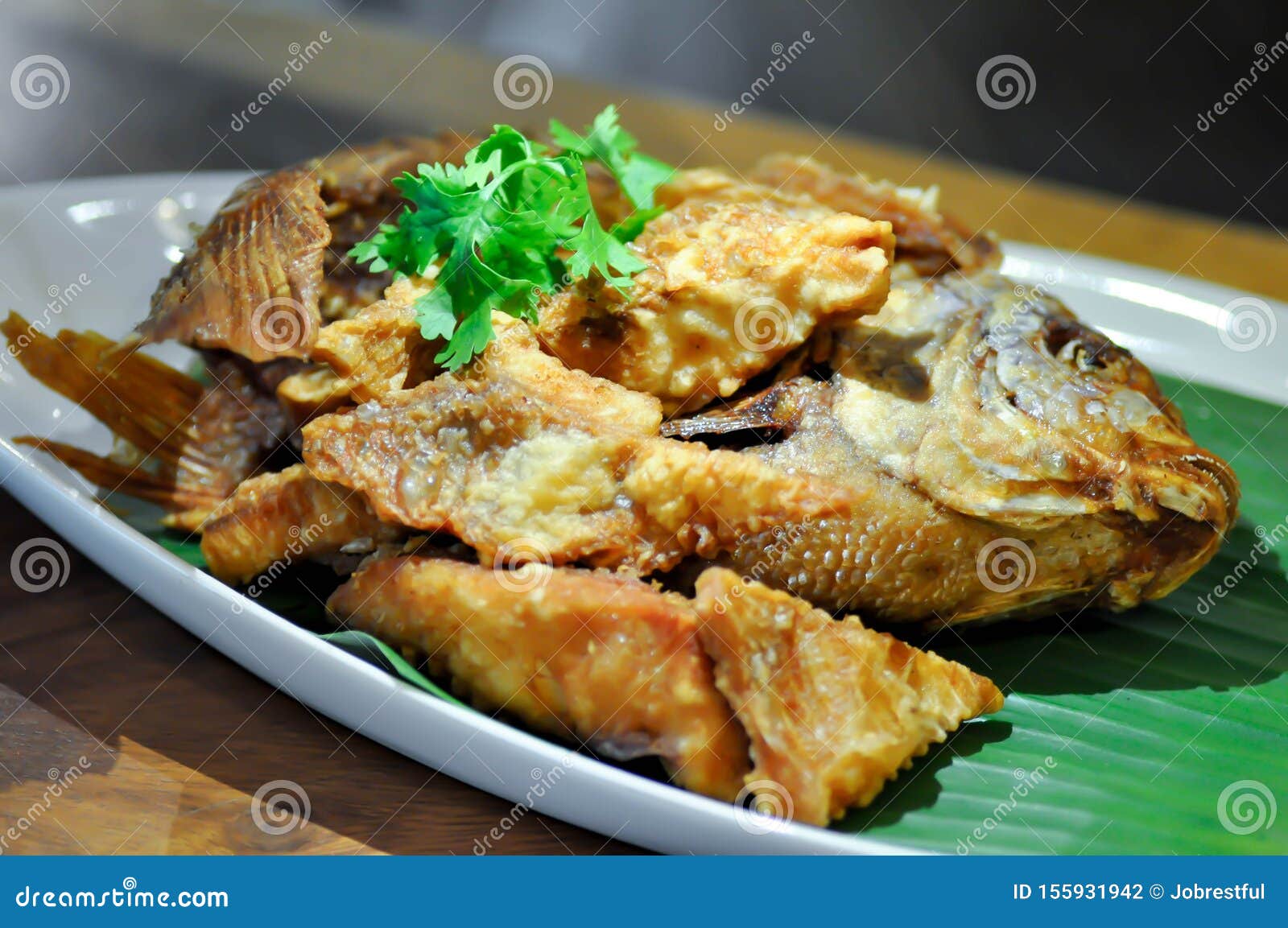 Pescado Frito, Tilapia Frita Foto de archivo Imagen de coriandro